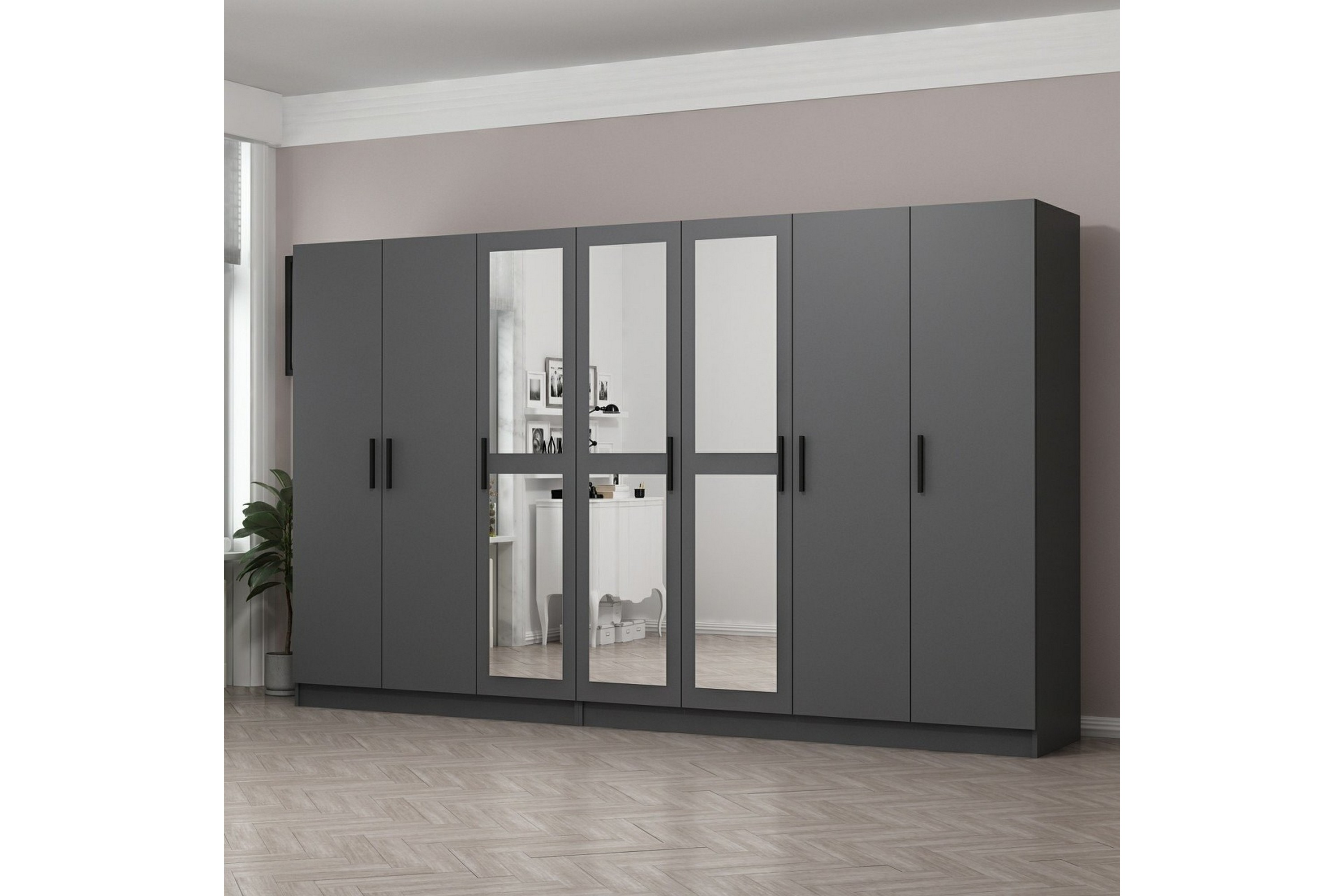 garderob med spegel cambrian - antracit