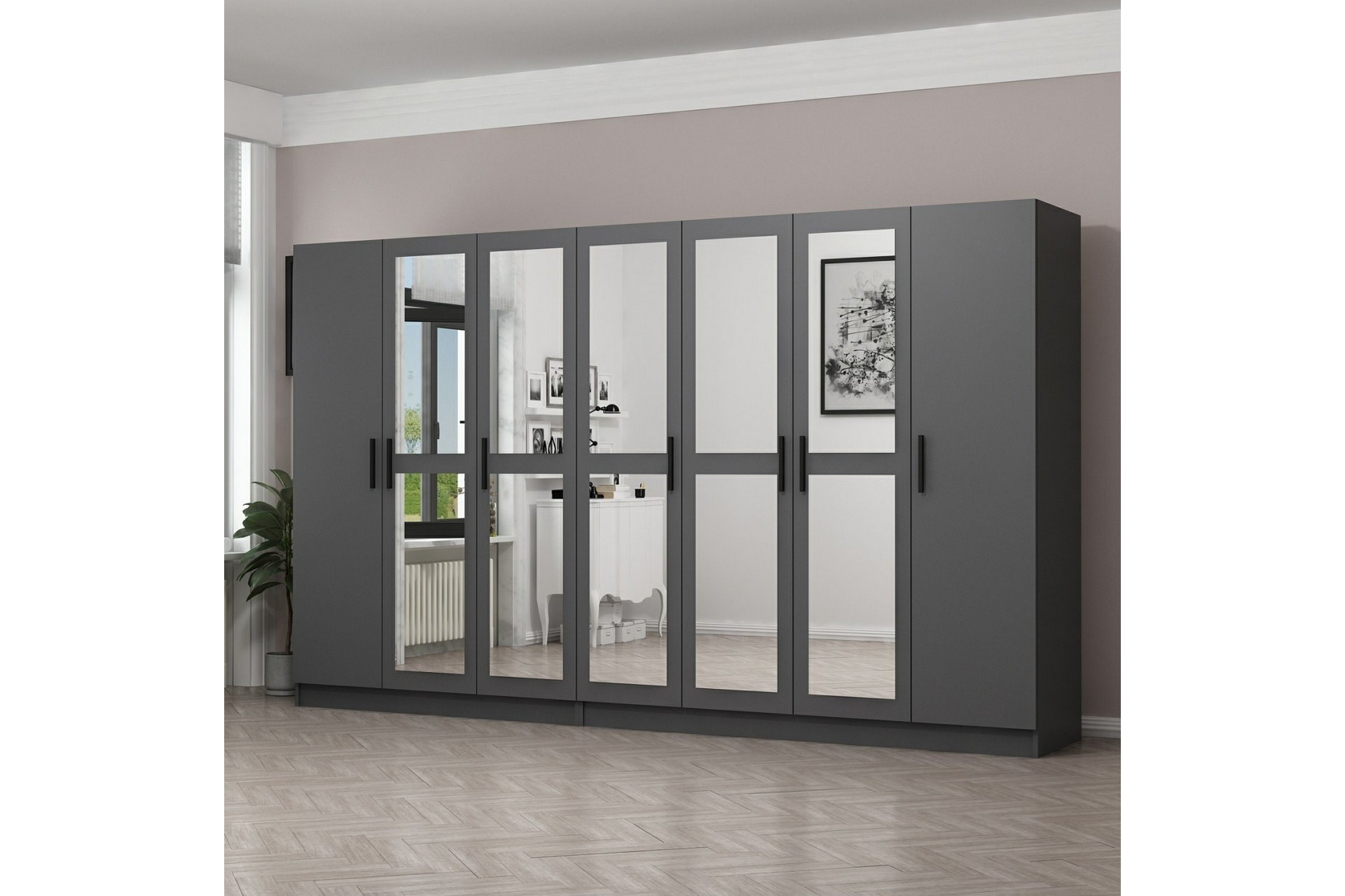 garderob med spegel cambrian - antracit