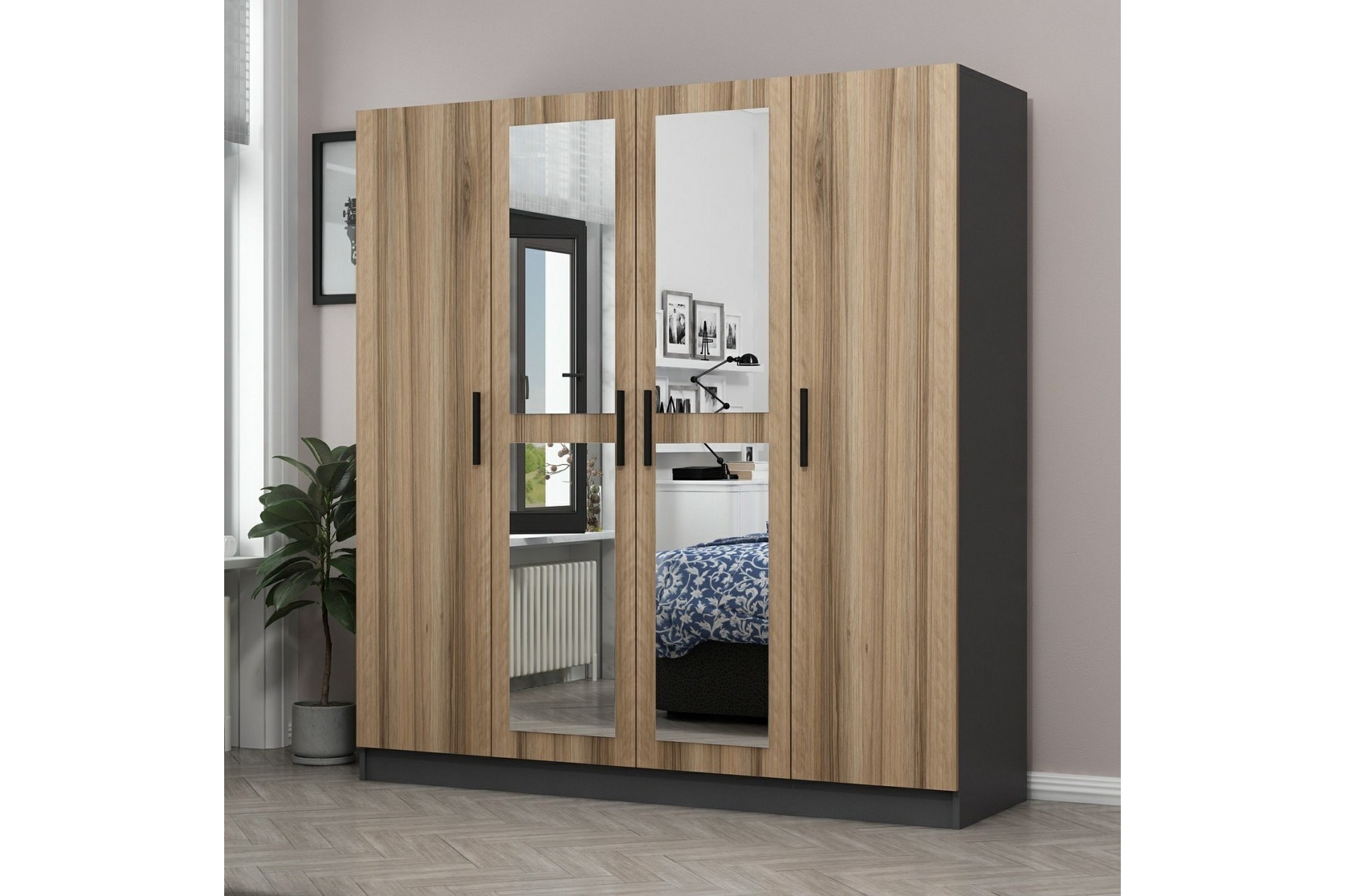 garderob med spegel cambrian - brun