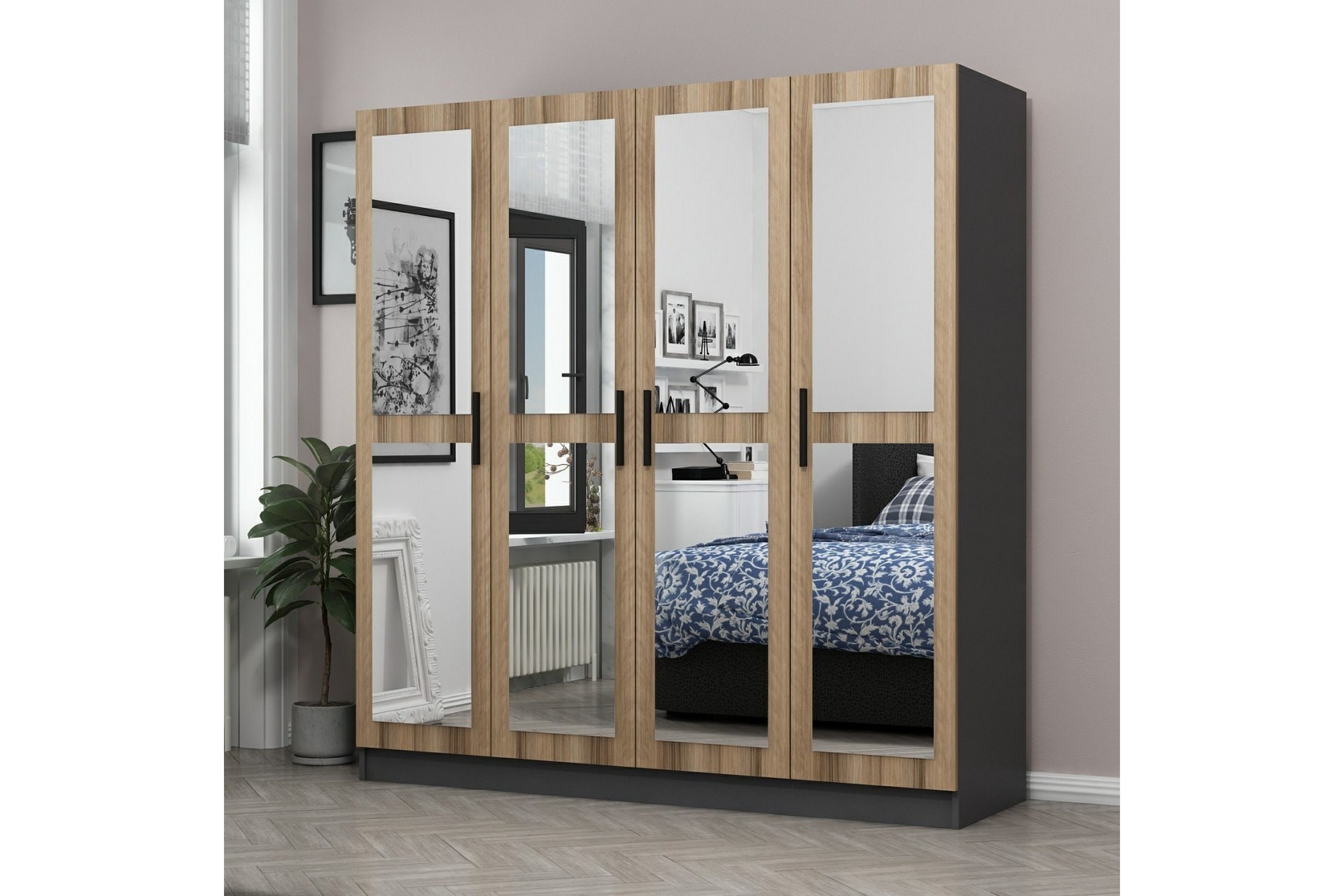 garderob med spegel cambrian - brun