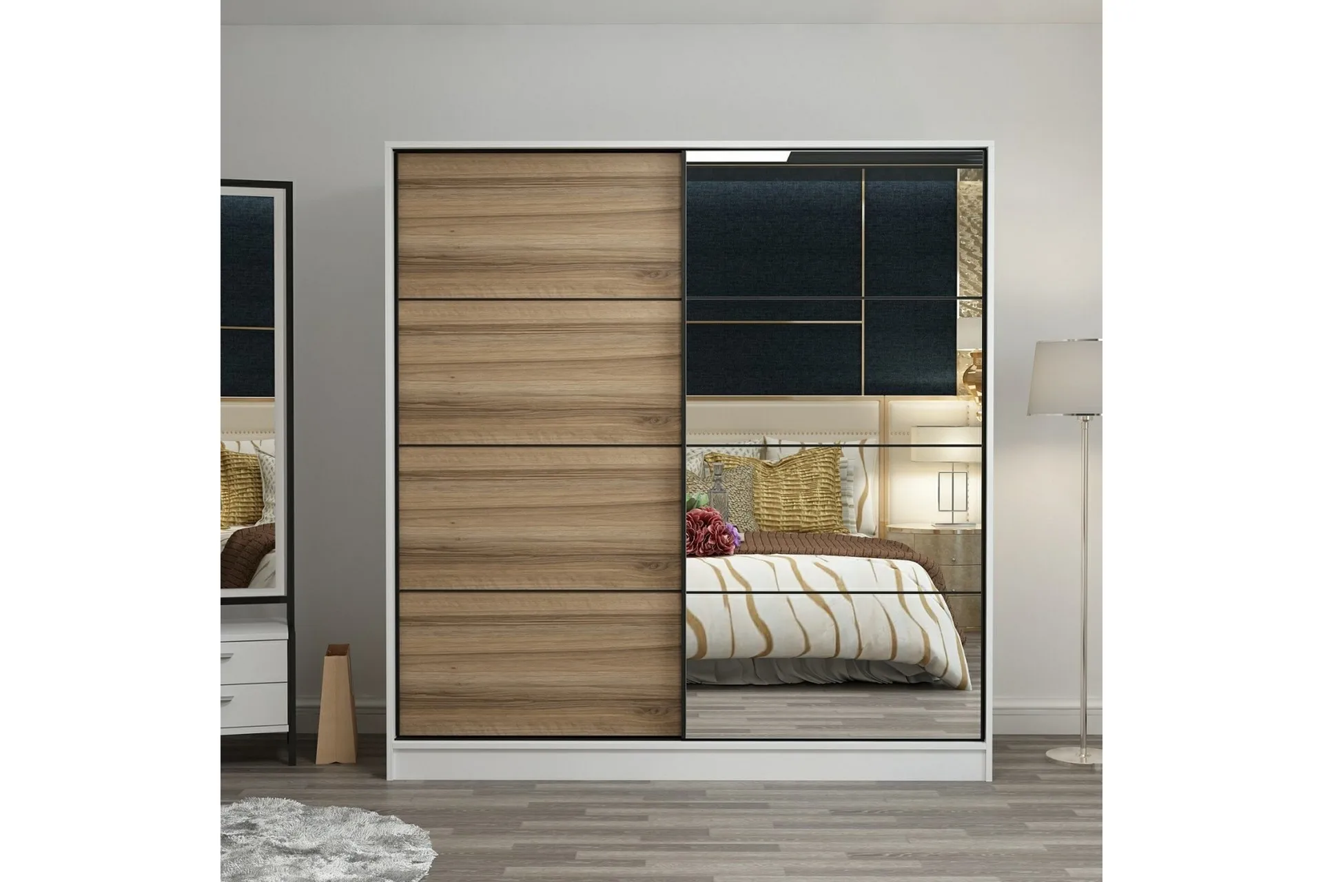 garderob med spegel cambrian - brun