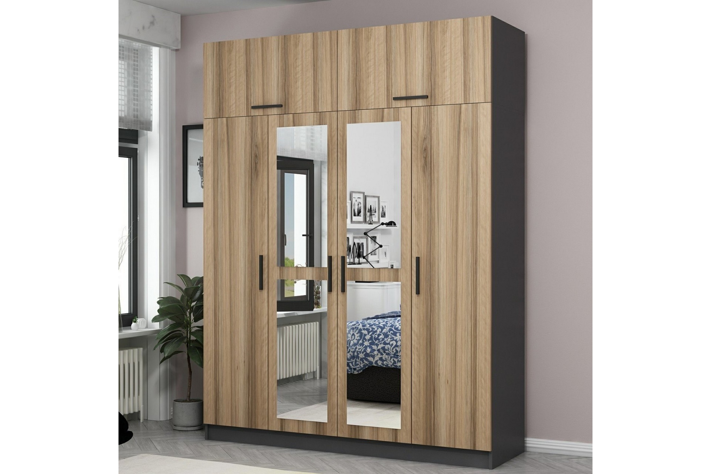 garderob med spegel cambrian - brun