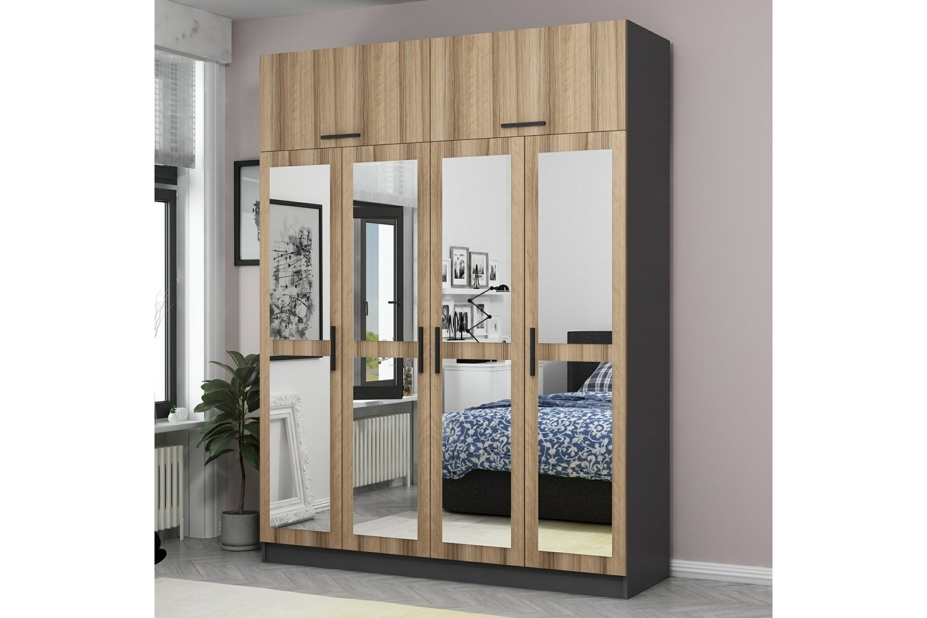 garderob med spegel cambrian - brun