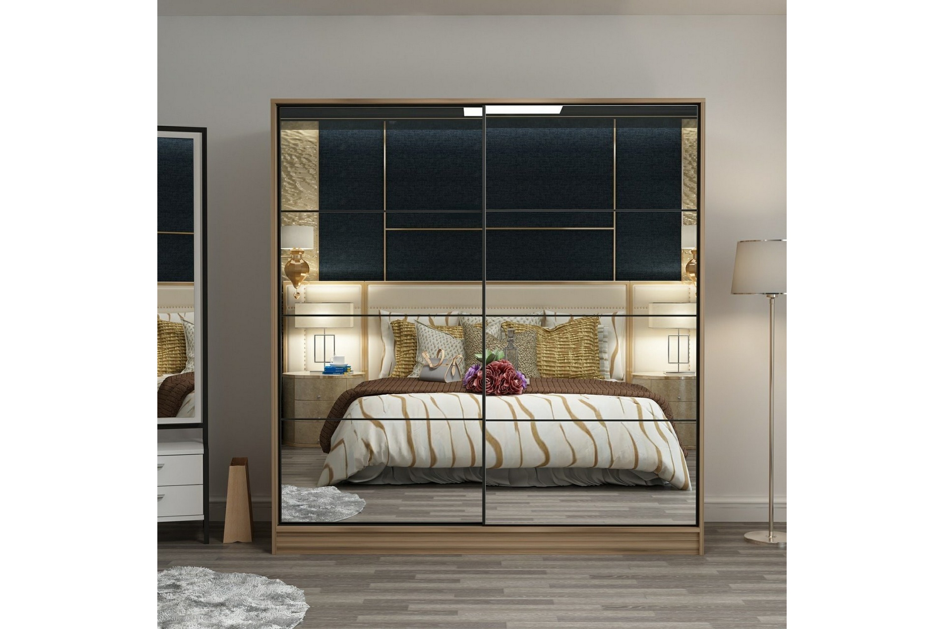 garderob med spegel cambrian - brun