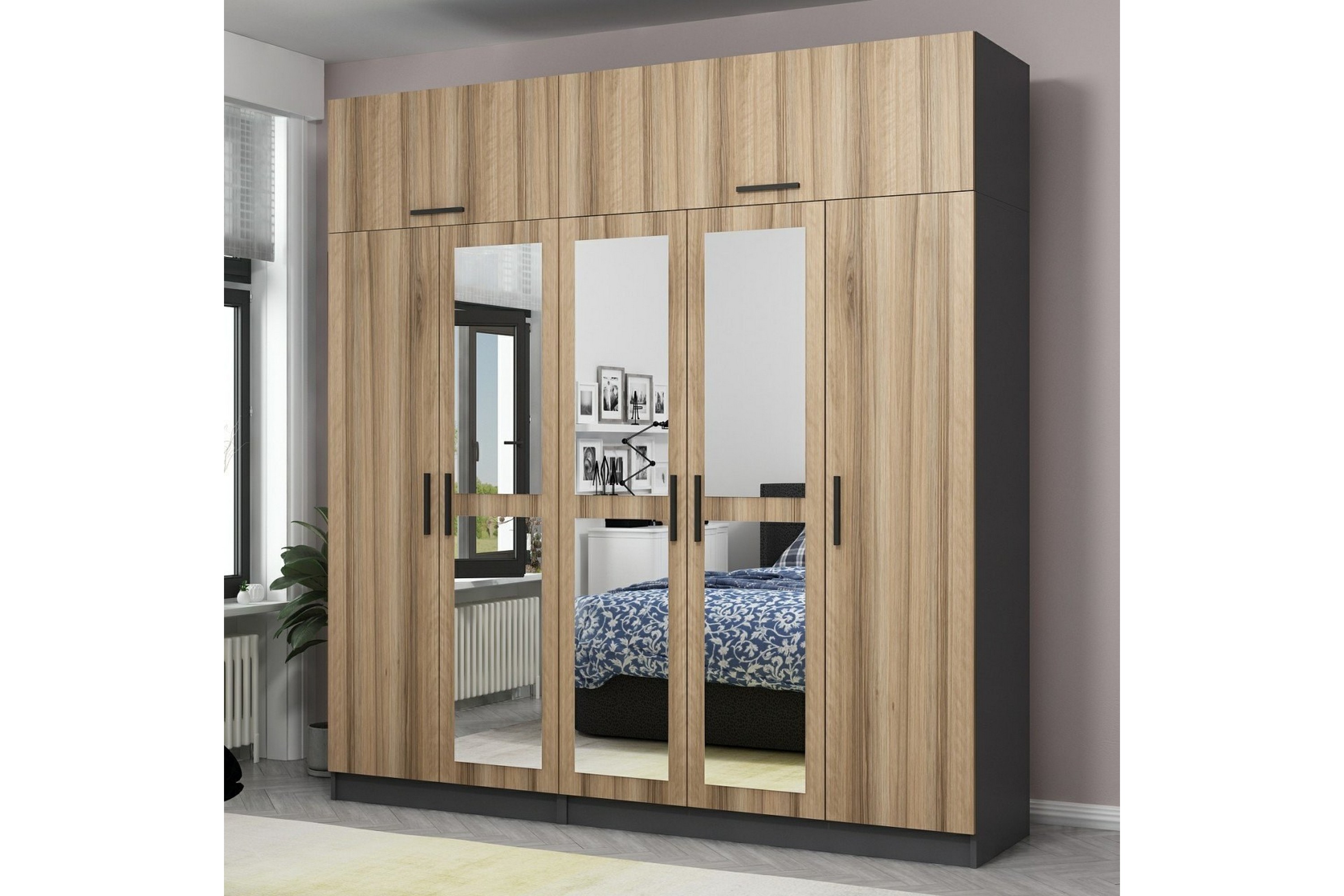 garderob med spegel cambrian - brun/grå