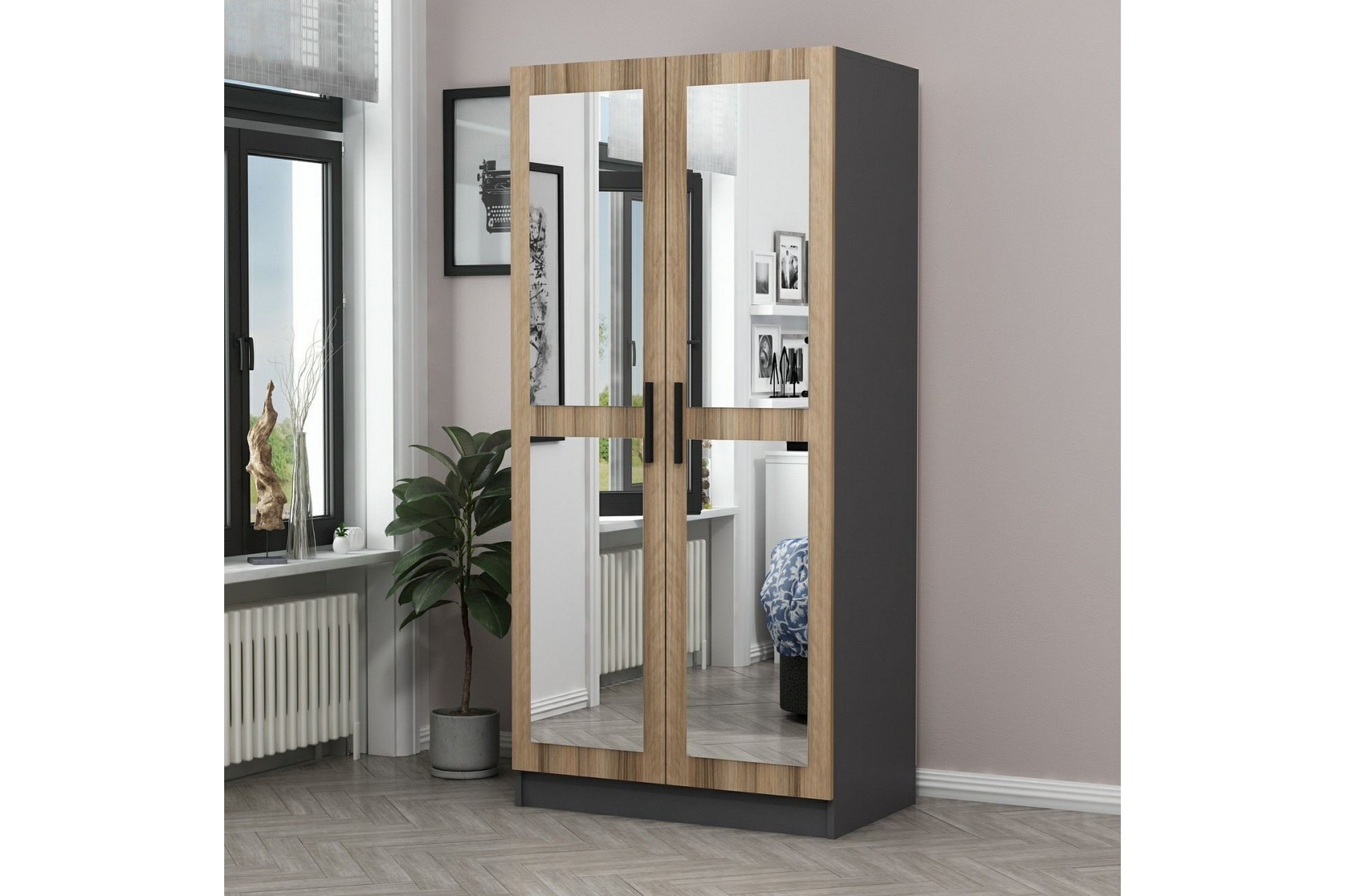 garderob med spegel cambrian - ek