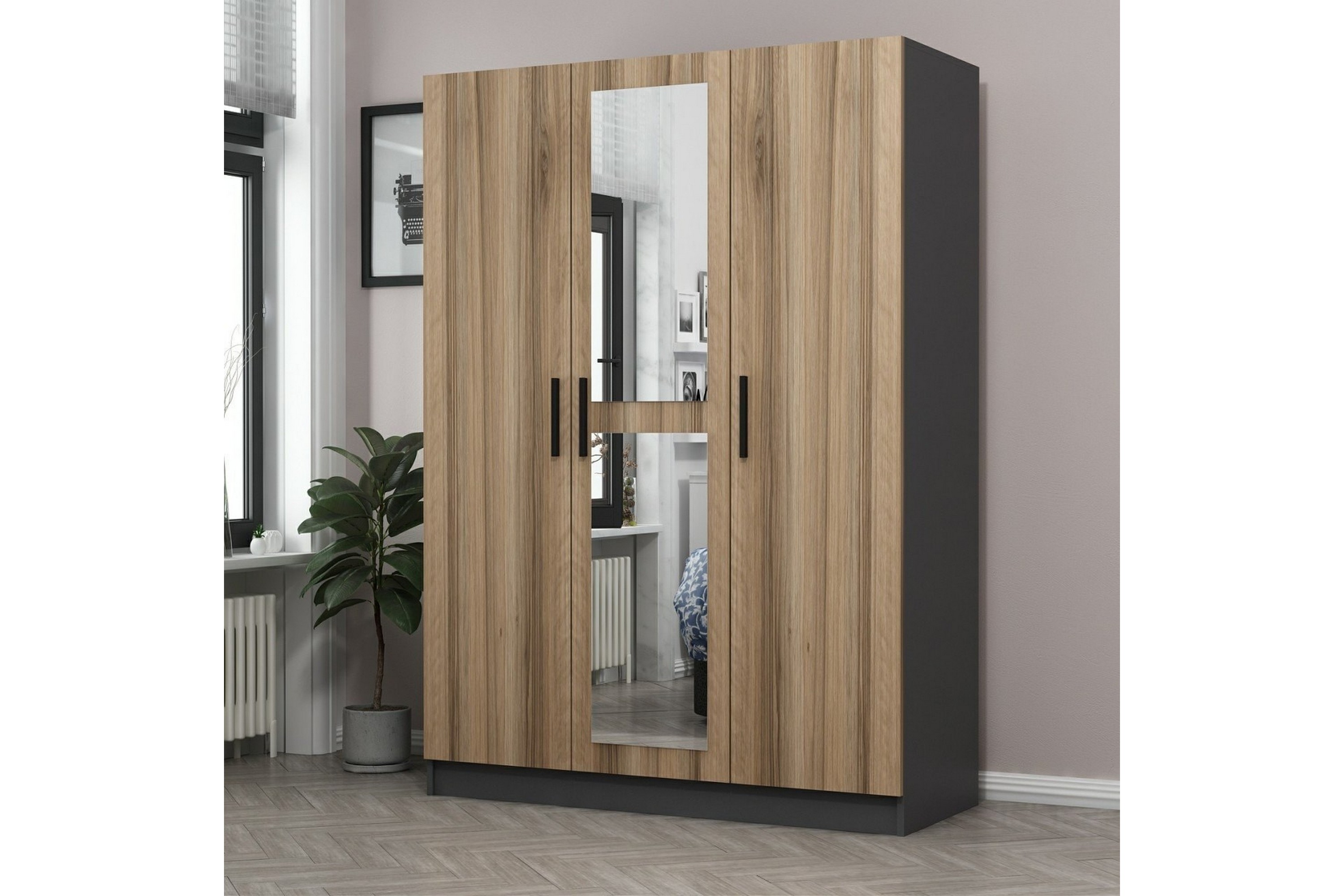 garderob med spegel cambrian - ek