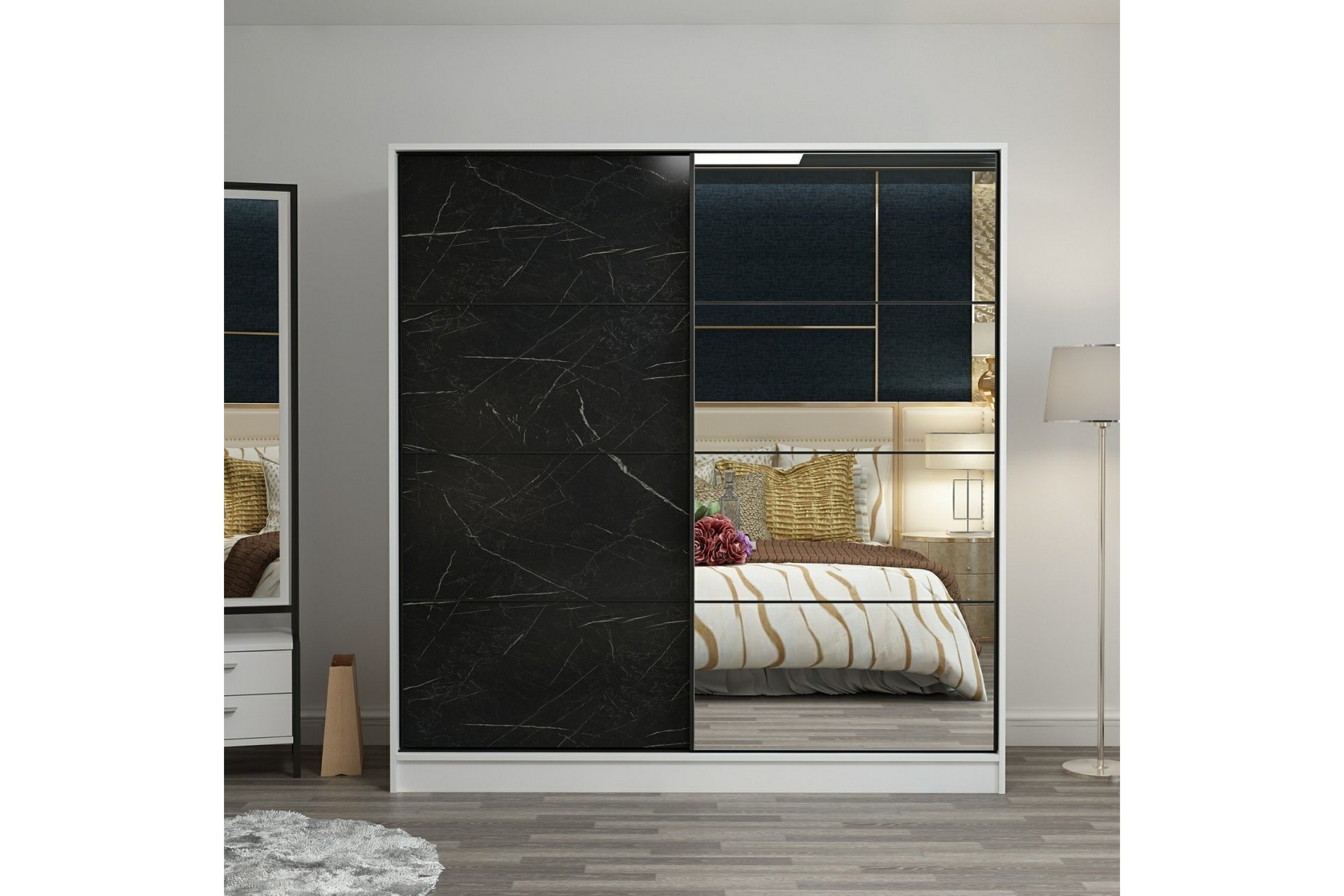 garderob med spegel cambrian - svart