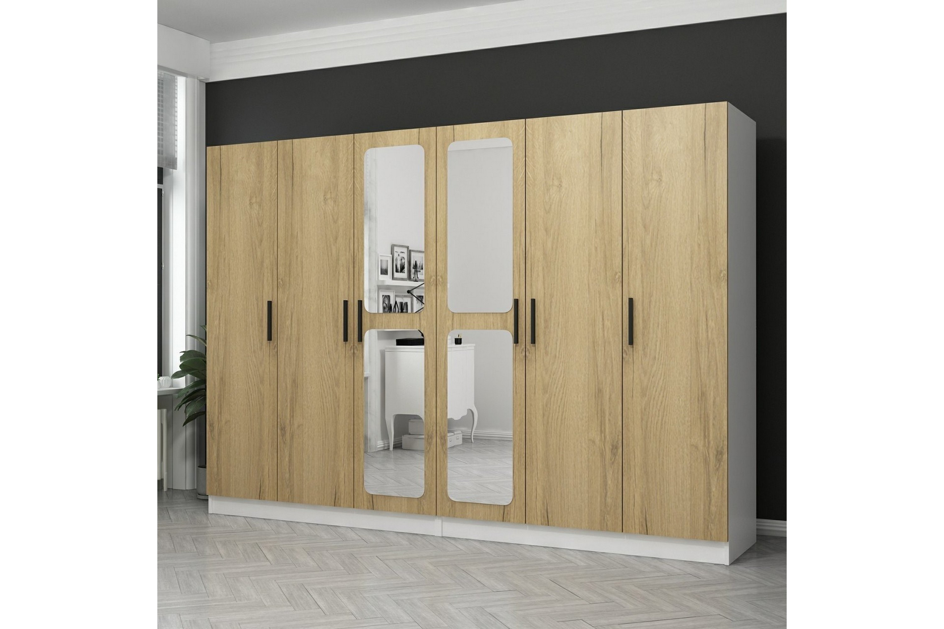 garderob med spegel cambrian - valnöt