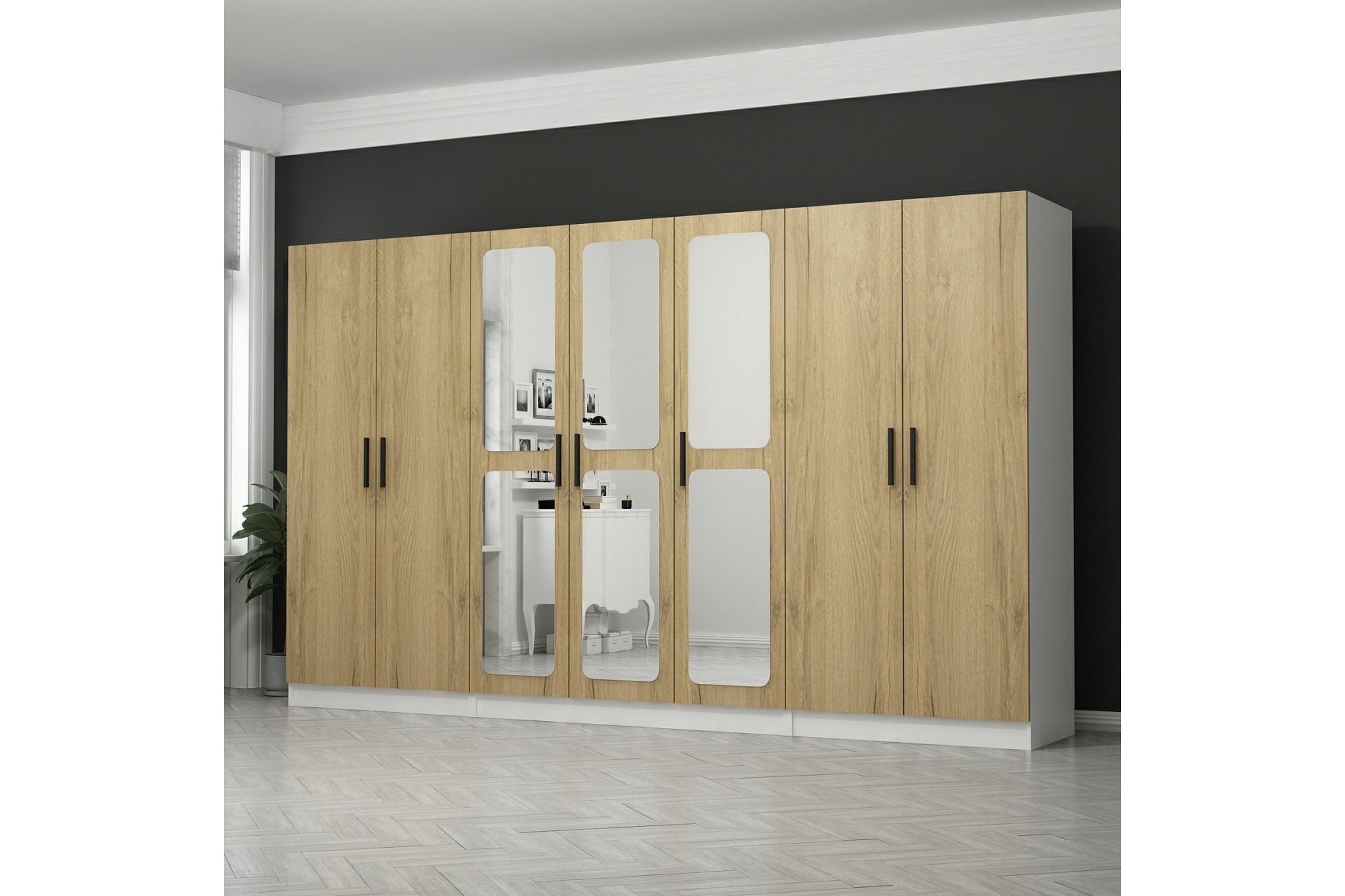 garderob med spegel cambrian - valnöt