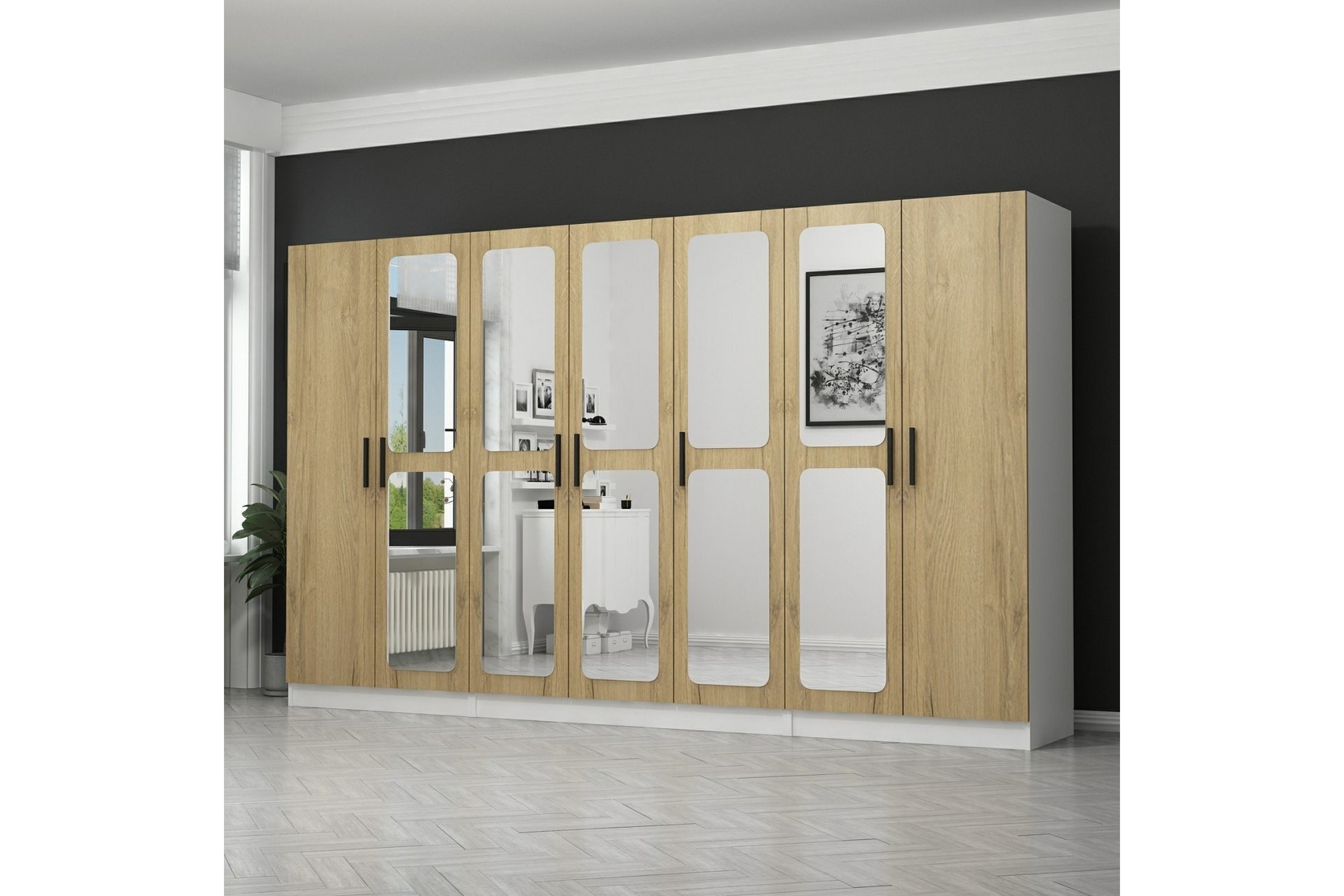 garderob med spegel cambrian - valnöt