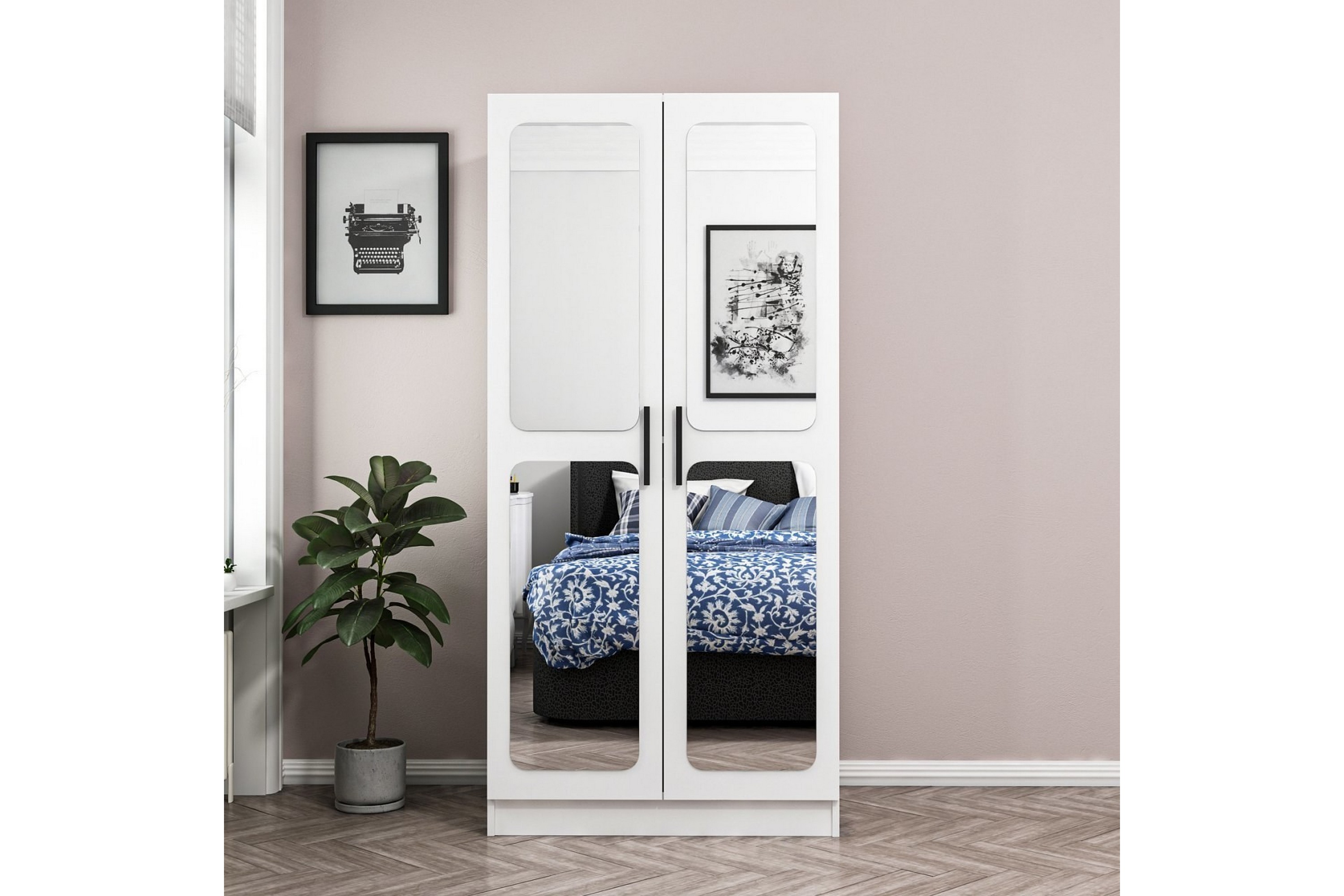 garderob med spegel cambrian - vit