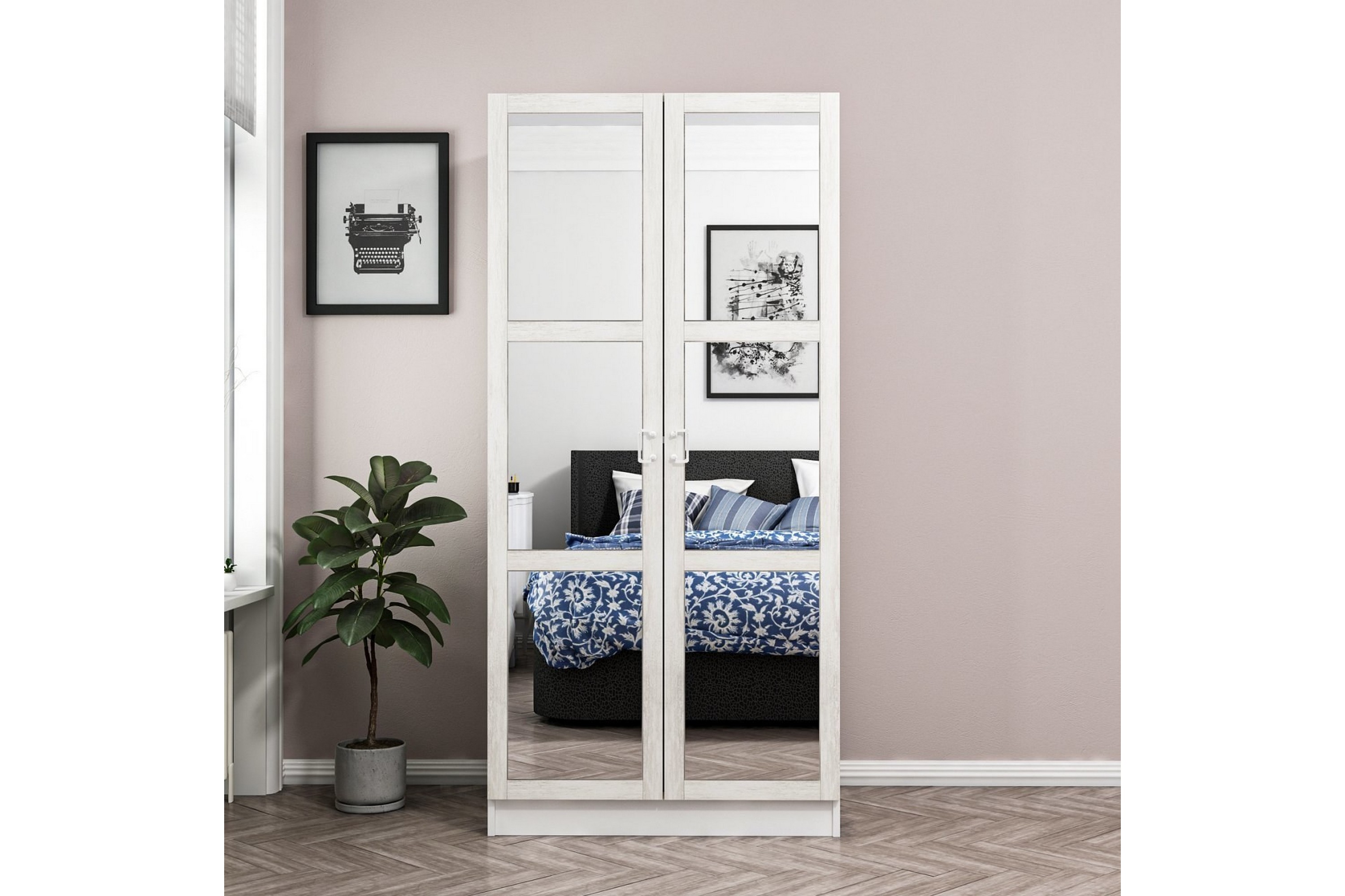 garderob med spegel cambrian - vit