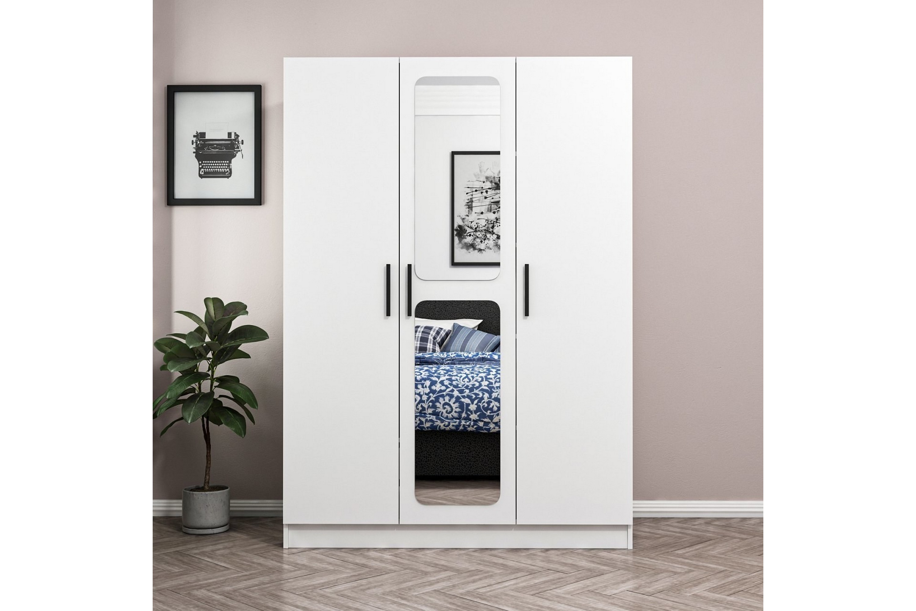 garderob med spegel cambrian - vit