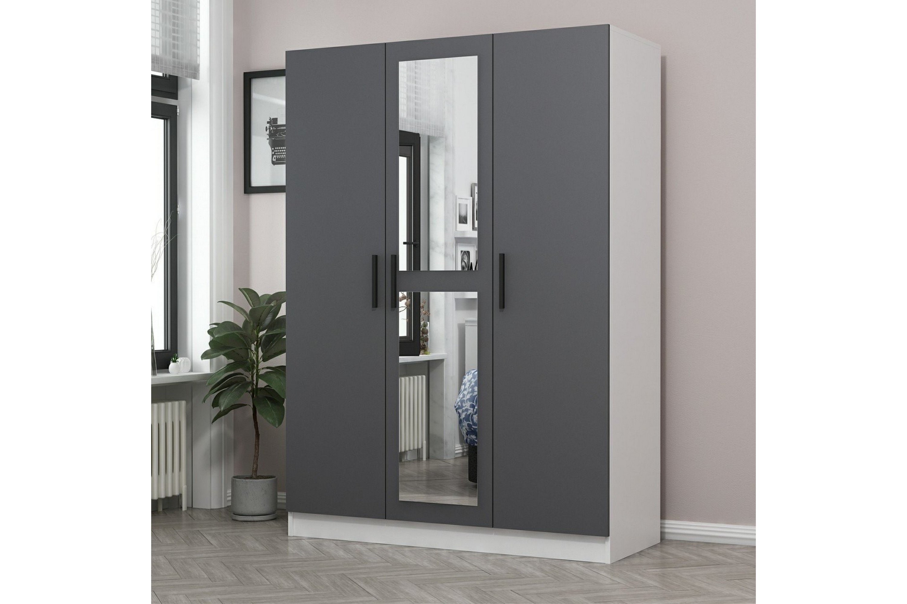 garderob med spegel cambrian - vit