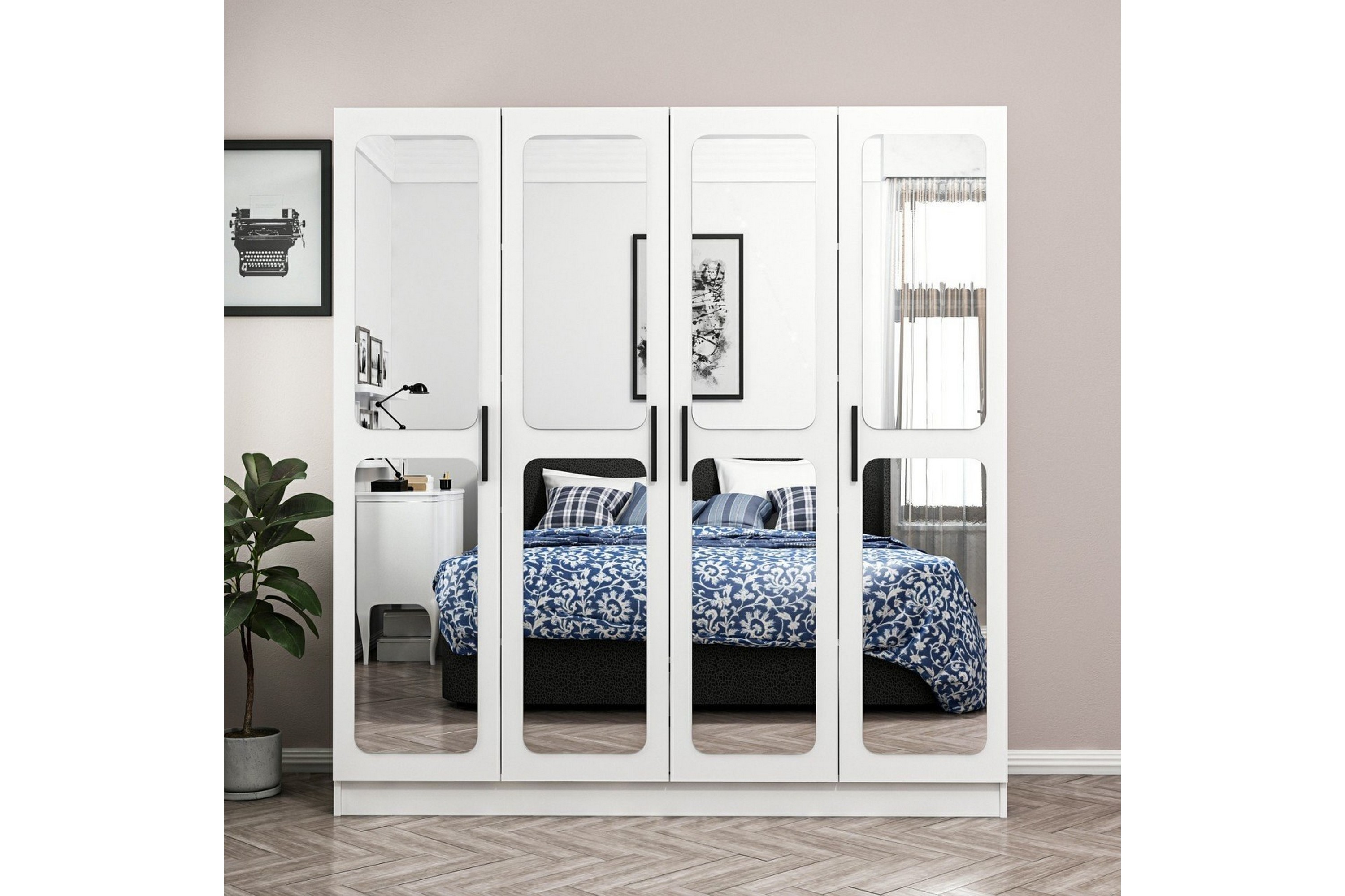 garderob med spegel cambrian - vit