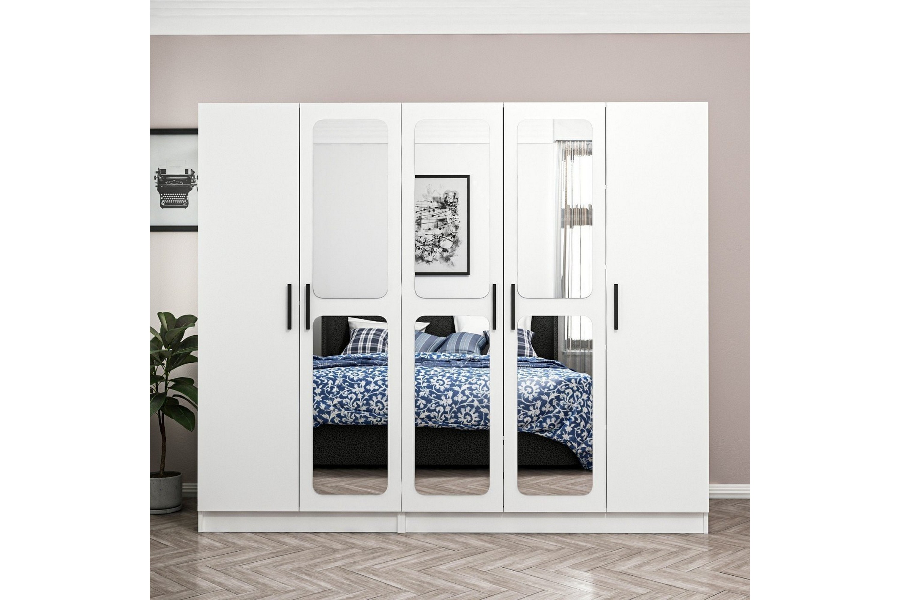 garderob med spegel cambrian - vit