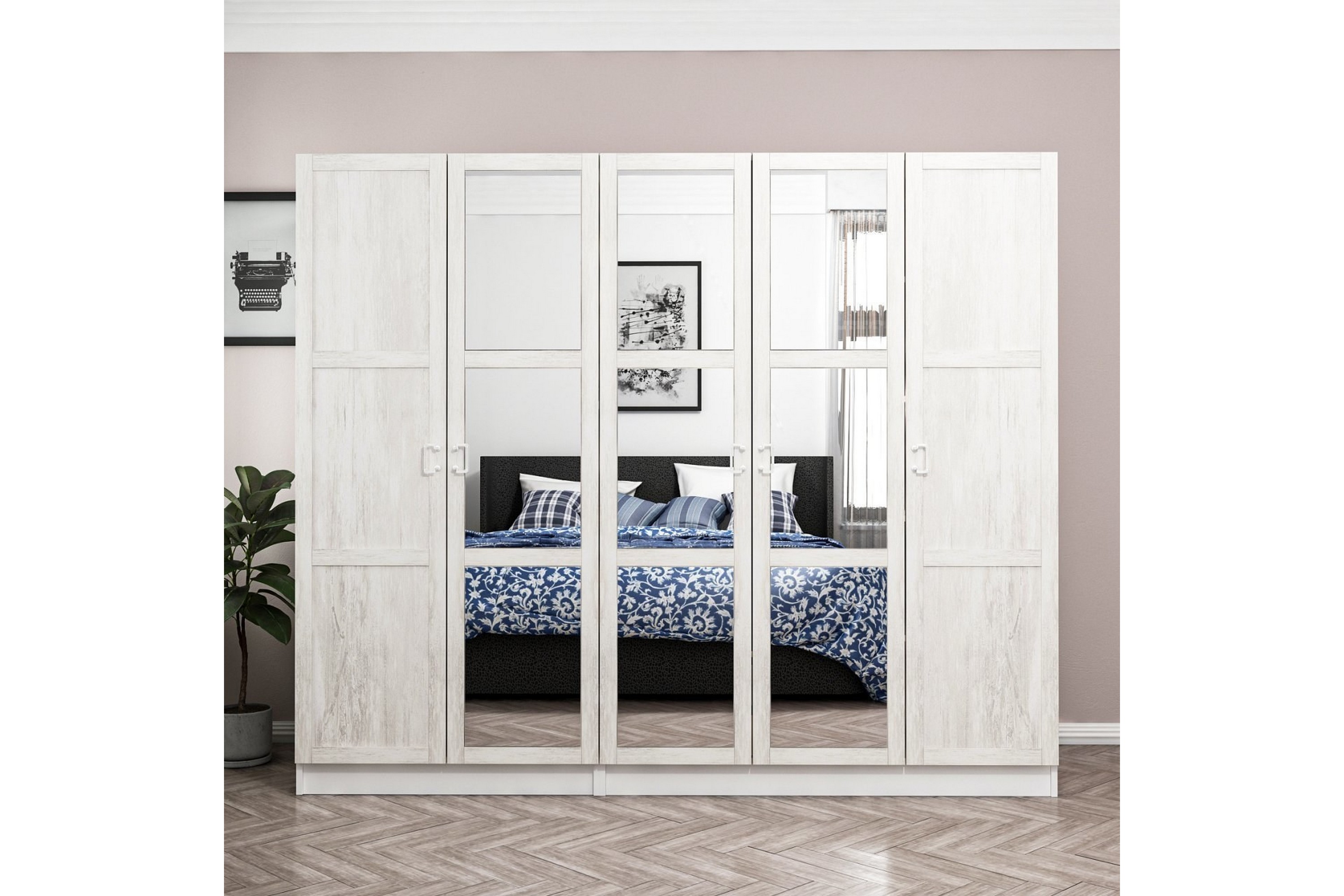 garderob med spegel cambrian - vit