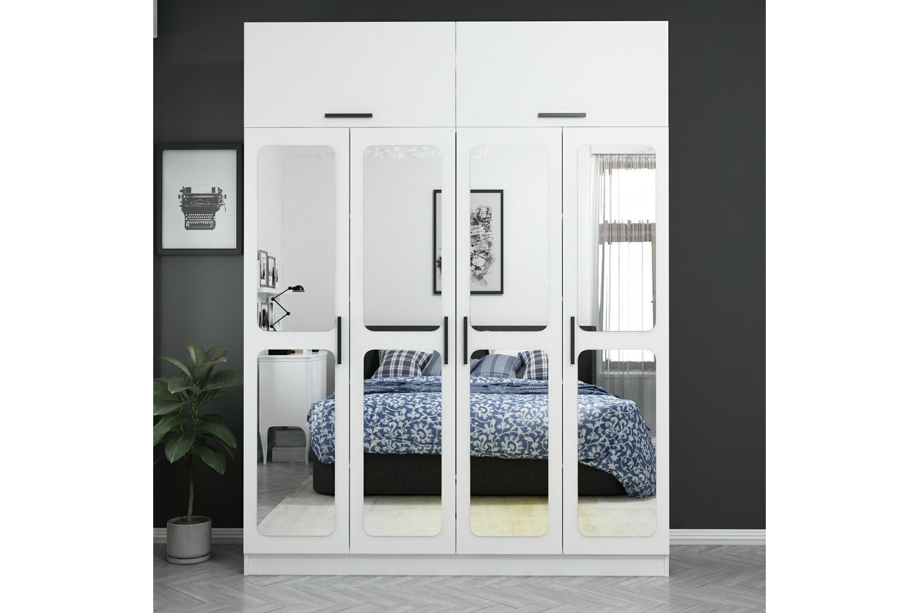 garderob med spegel cambrian - vit