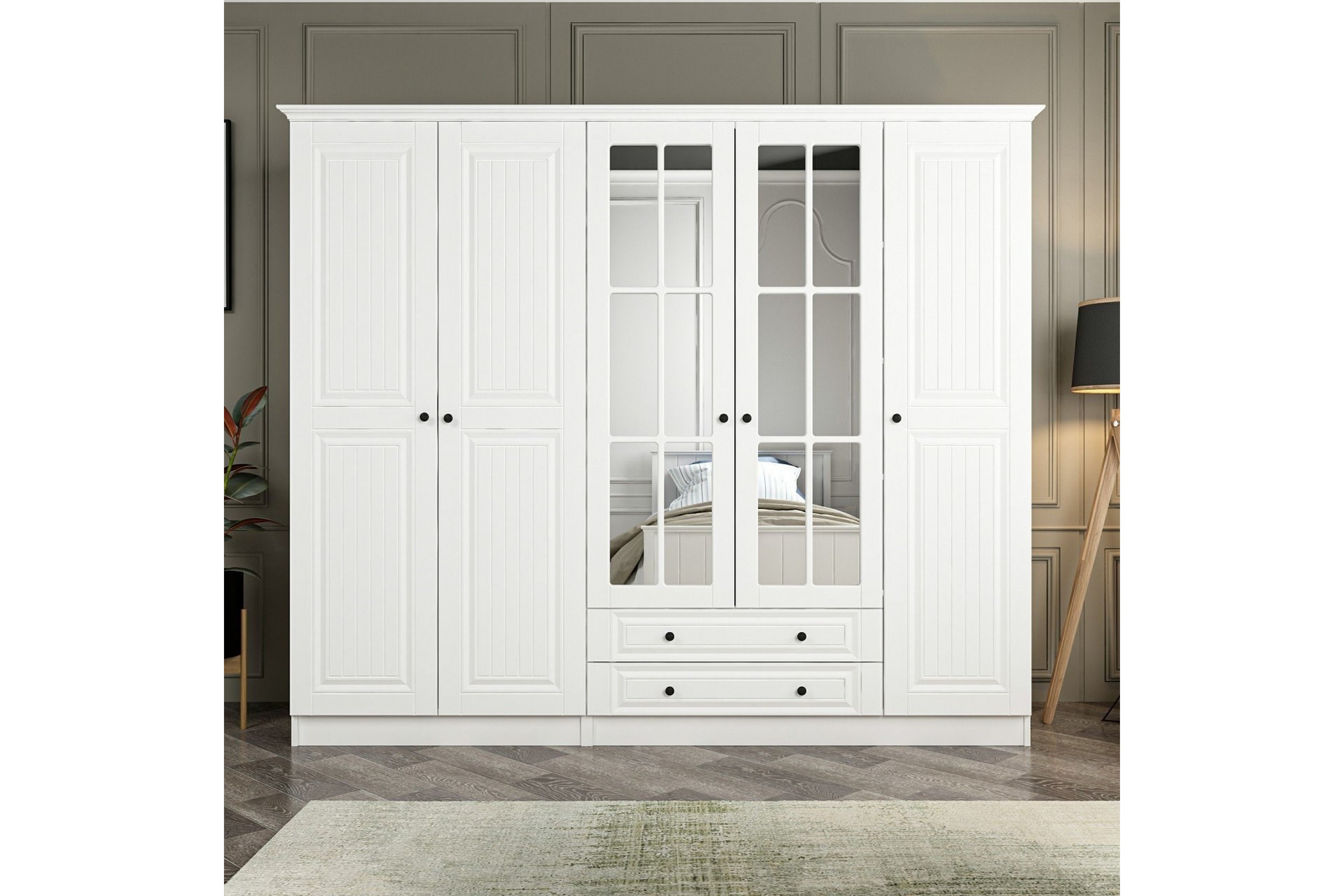 garderob med spegel cambrian - vit