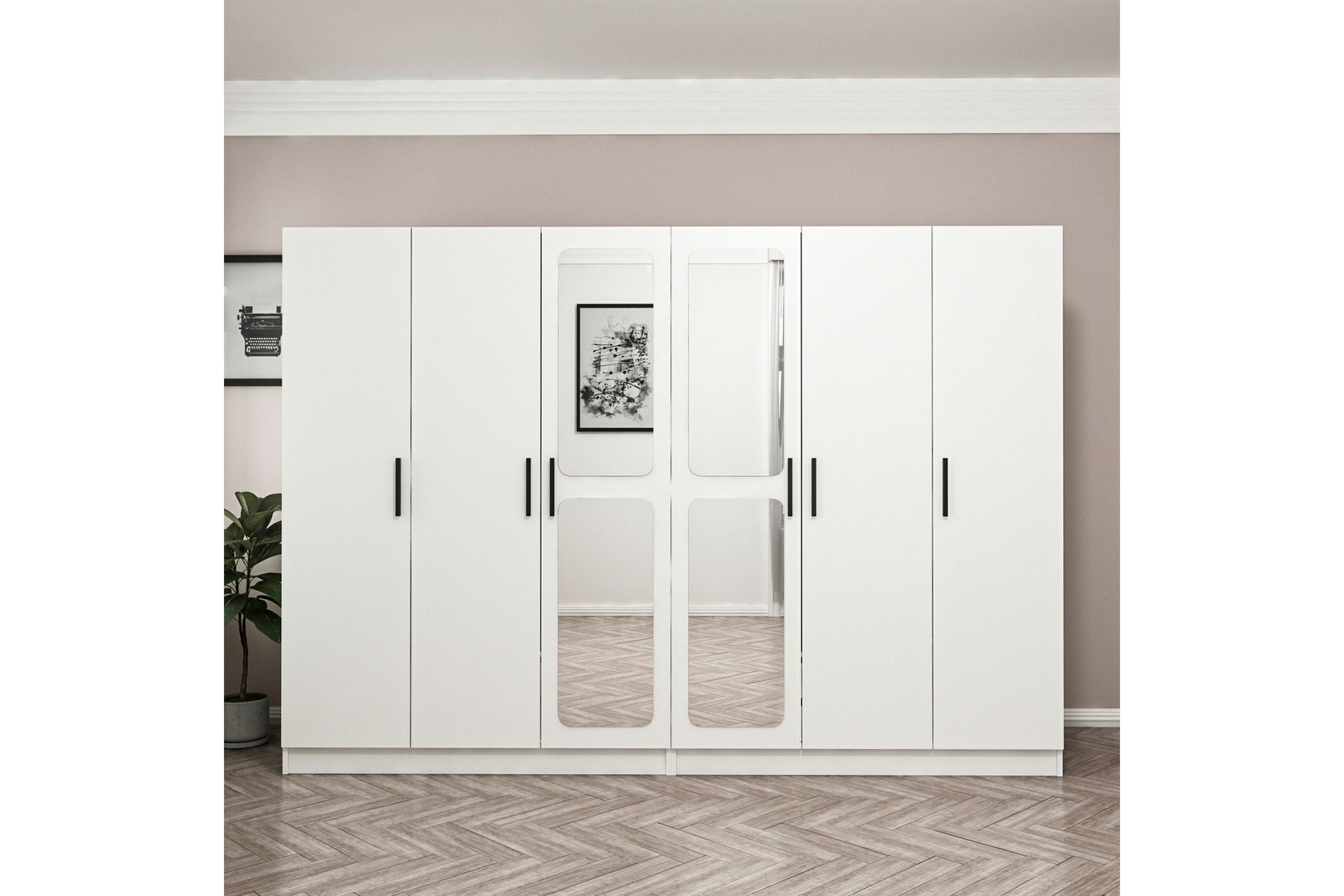 garderob med spegel cambrian - vit