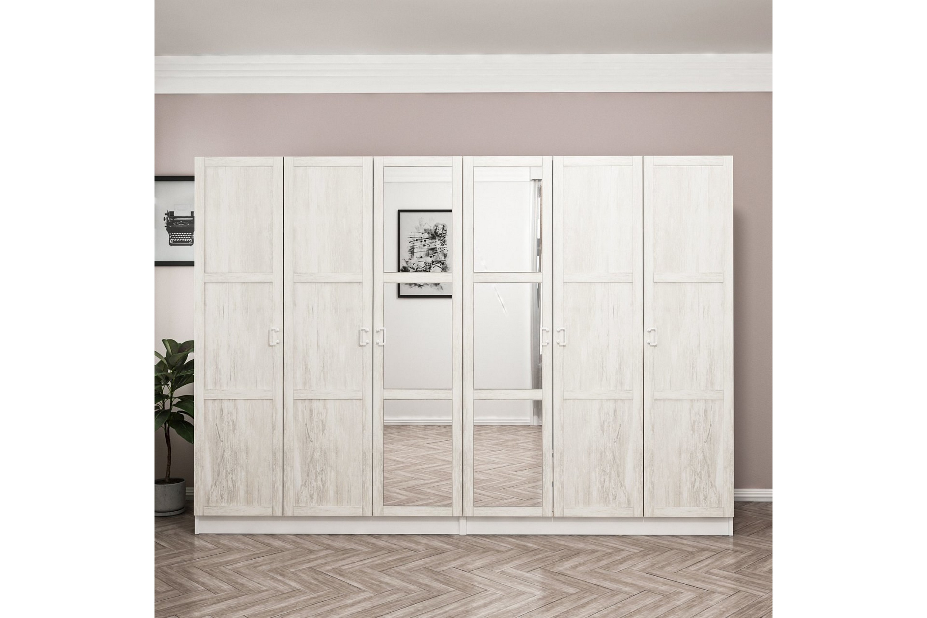 garderob med spegel cambrian - vit