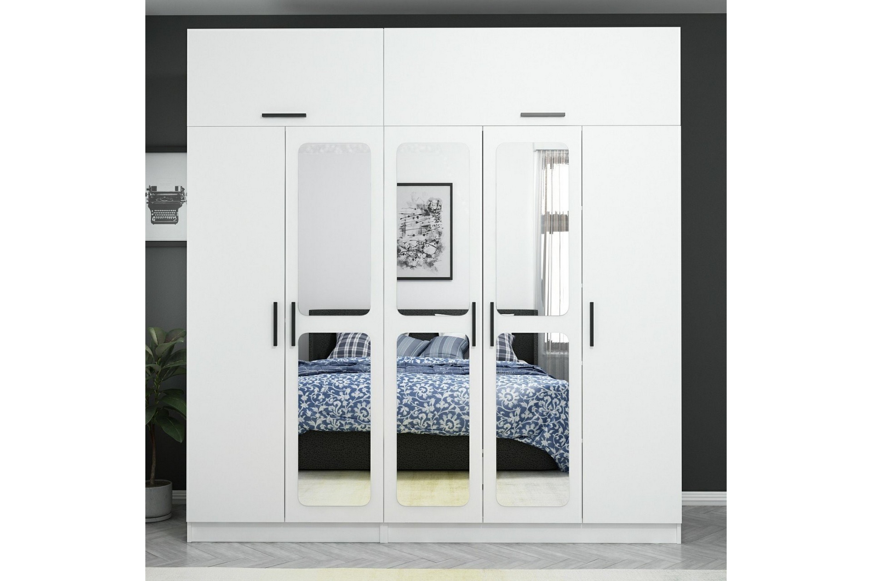 garderob med spegel cambrian - vit