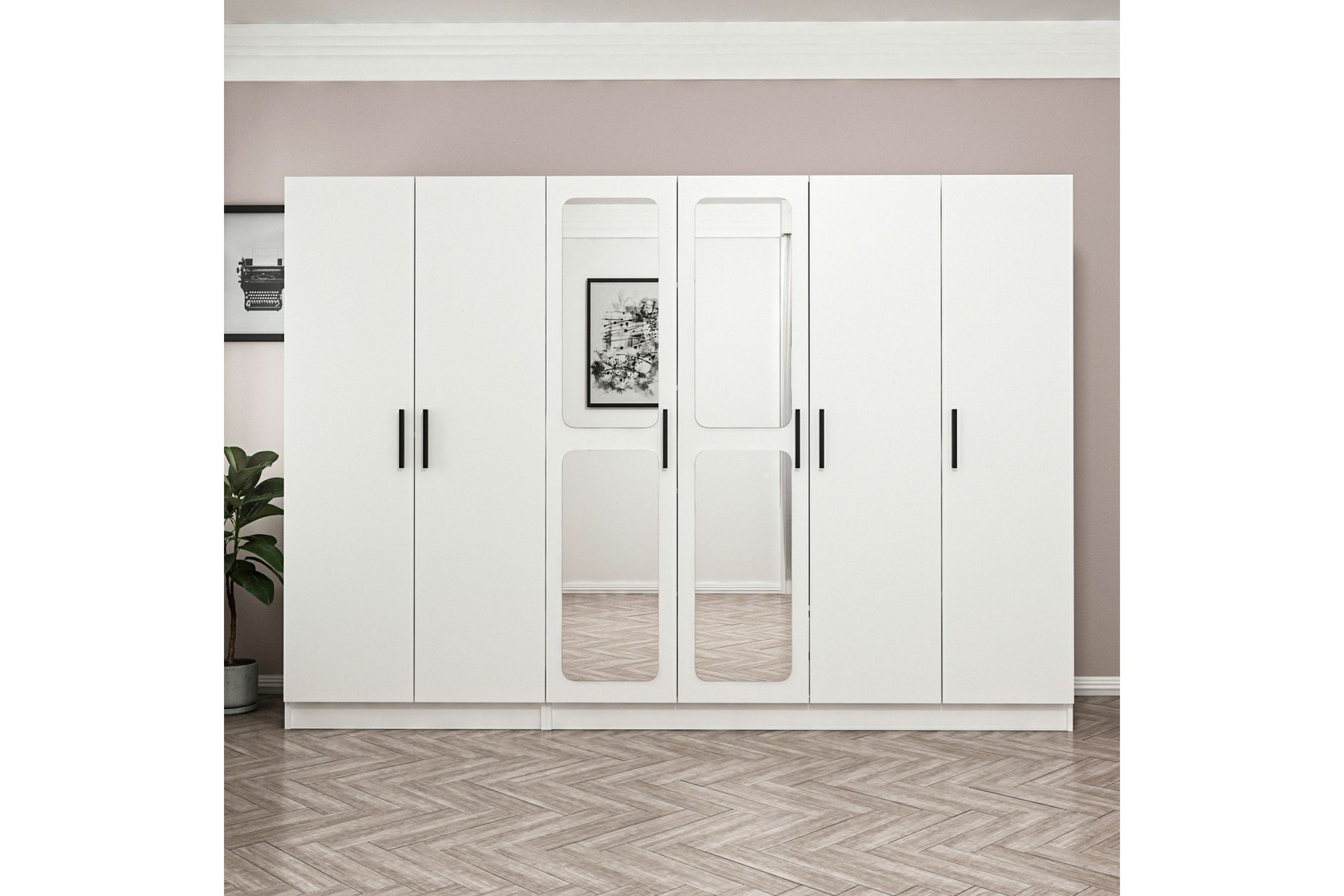 garderob med spegel cambrian - vit