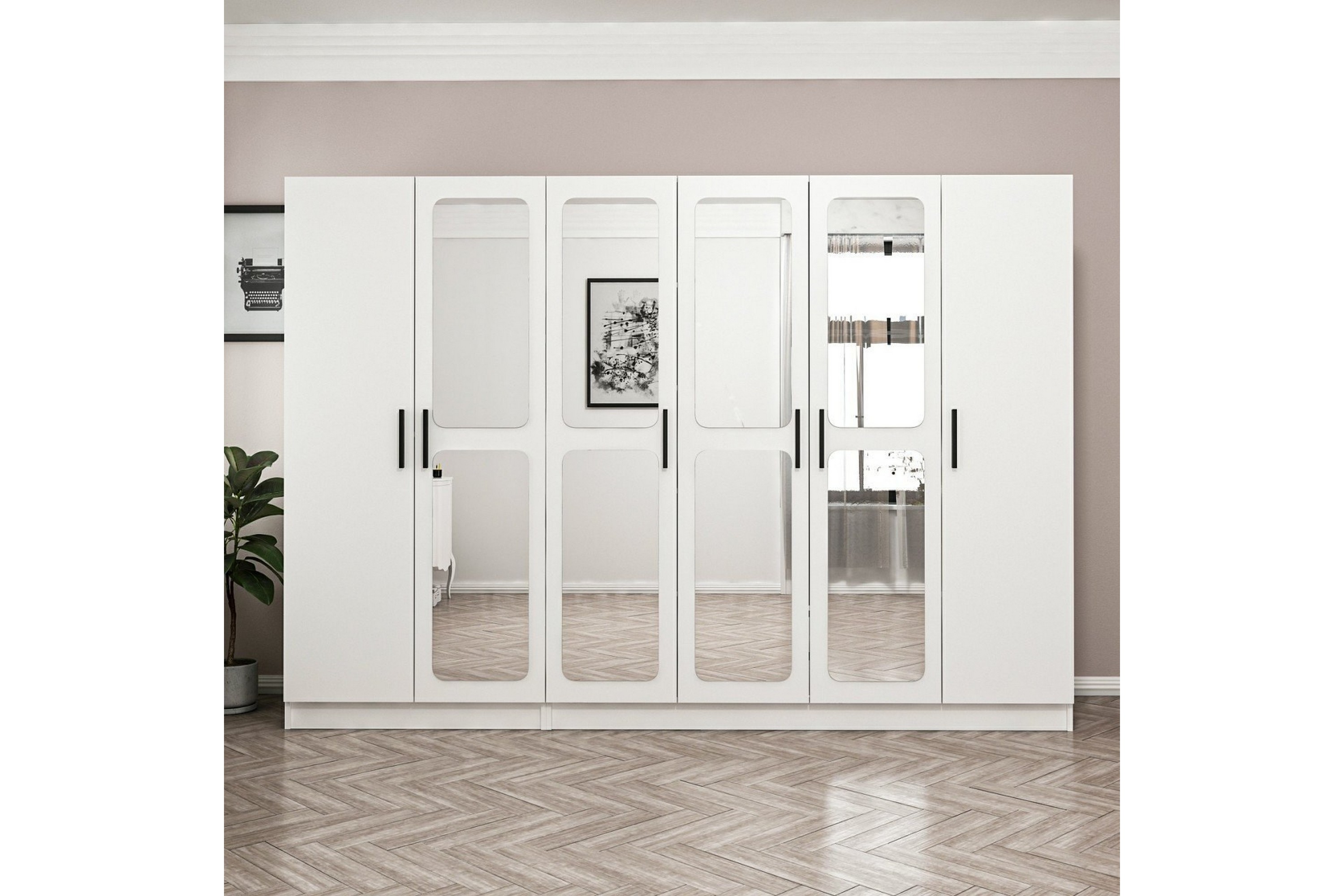 garderob med spegel cambrian - vit