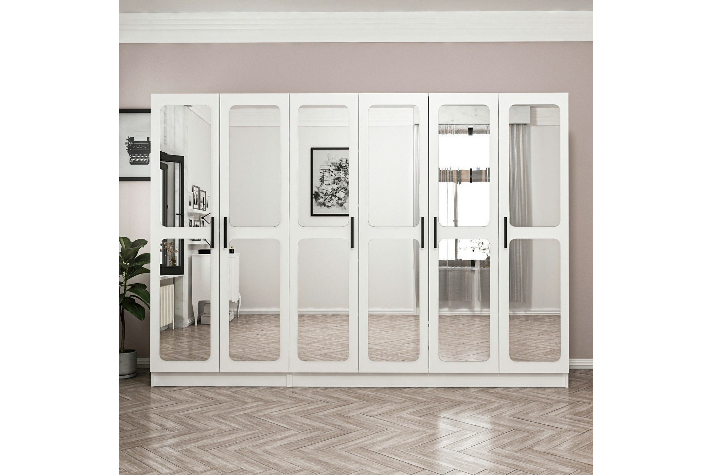 garderob med spegel cambrian - vit