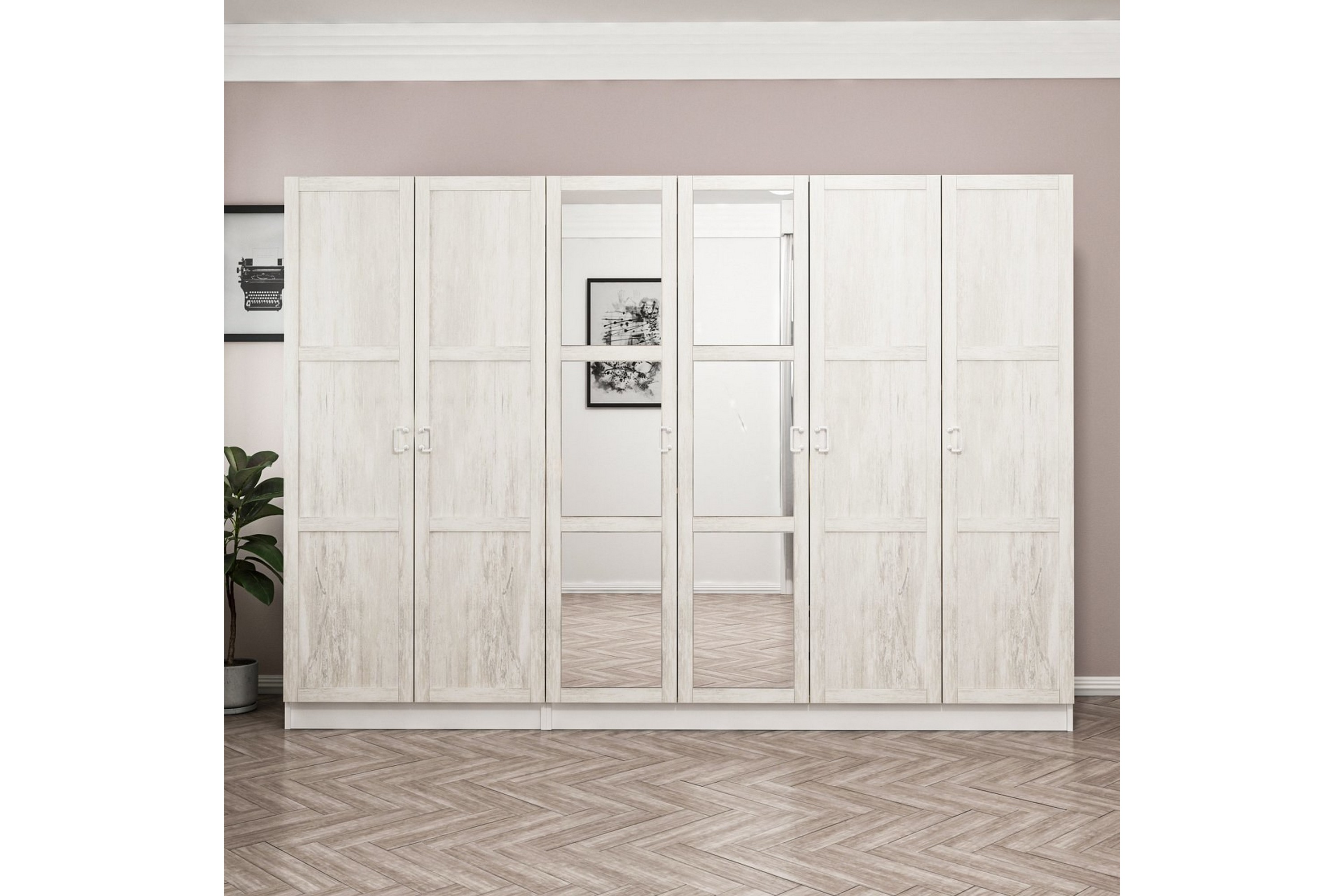 garderob med spegel cambrian - vit