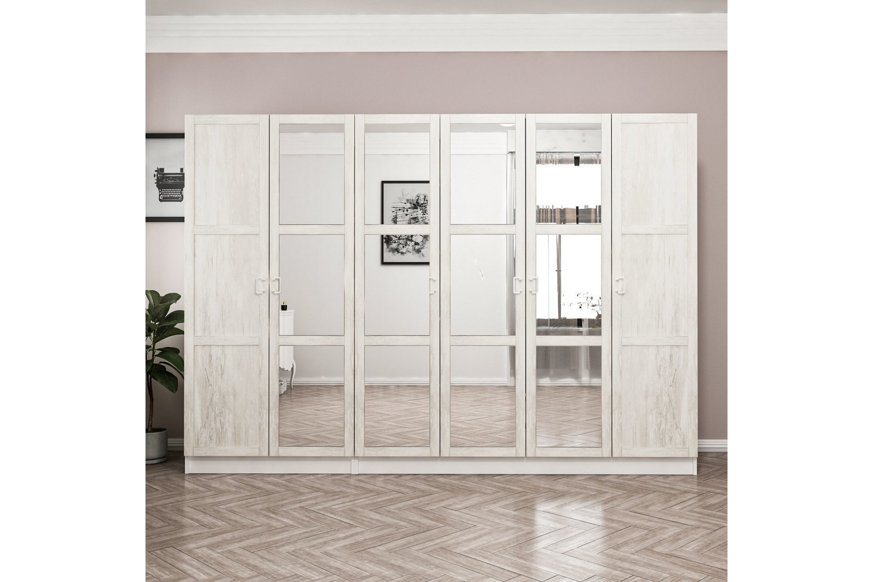 garderob med spegel cambrian - vit