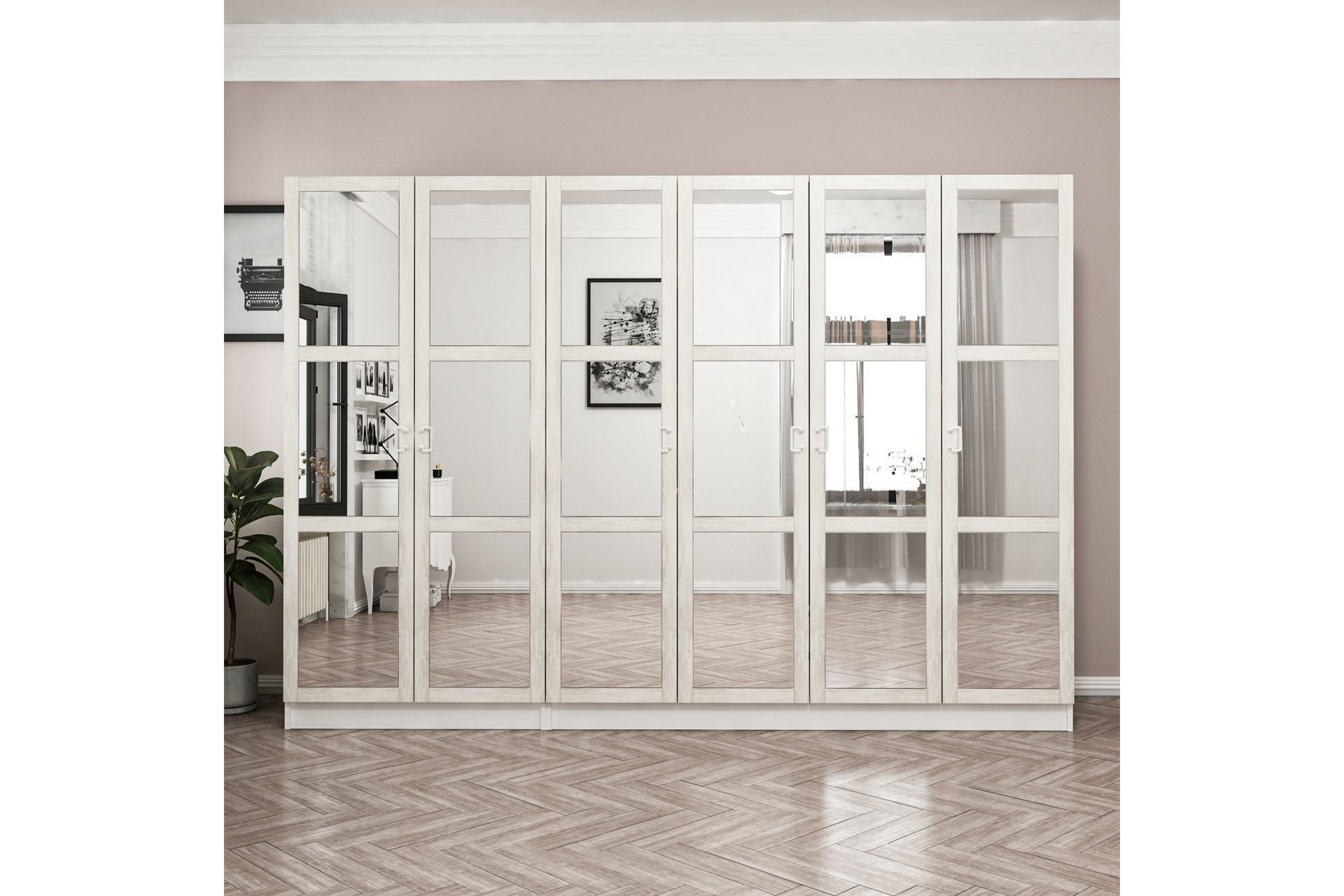 garderob med spegel cambrian - vit