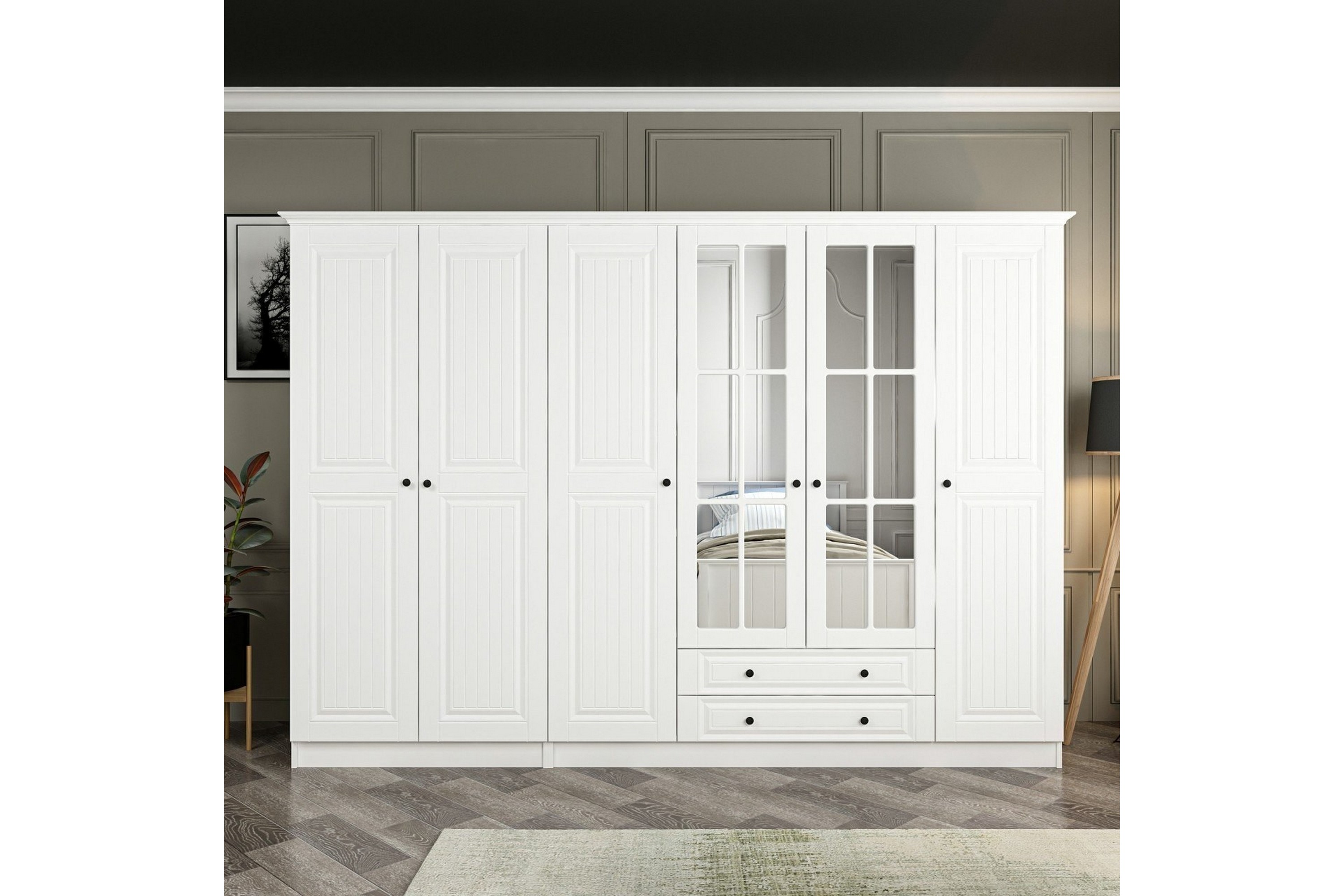 garderob med spegel cambrian - vit