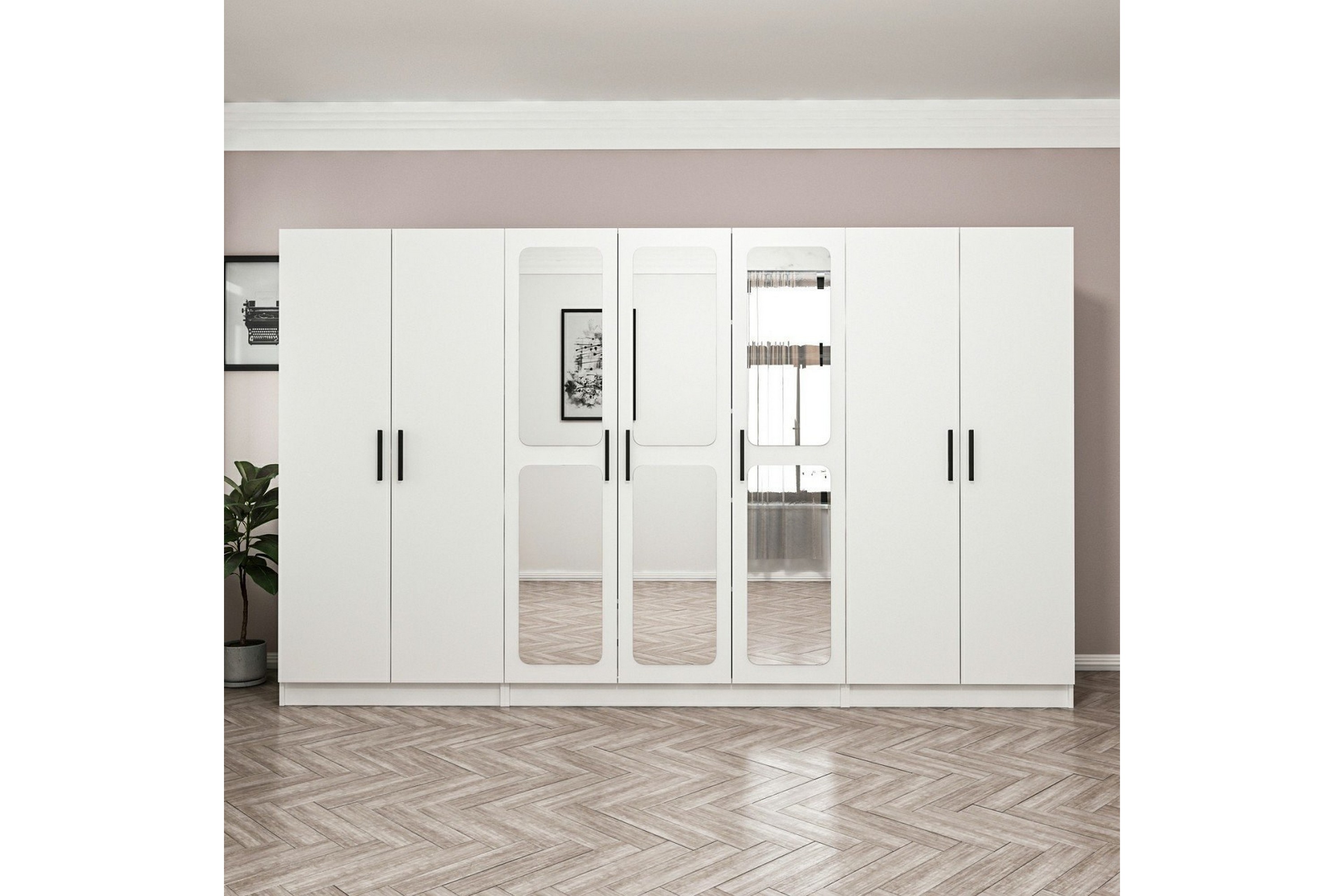 garderob med spegel cambrian - vit