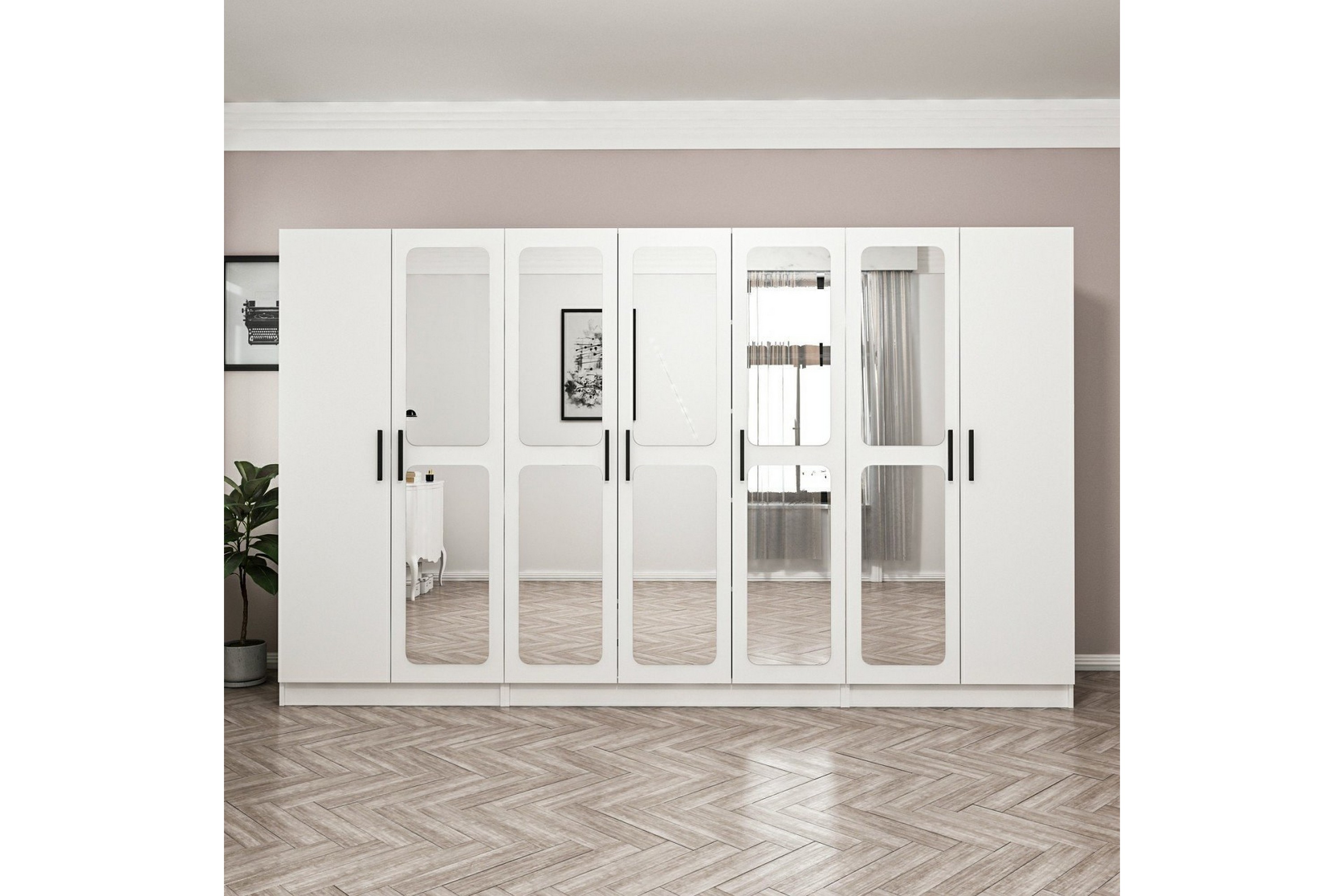 garderob med spegel cambrian - vit