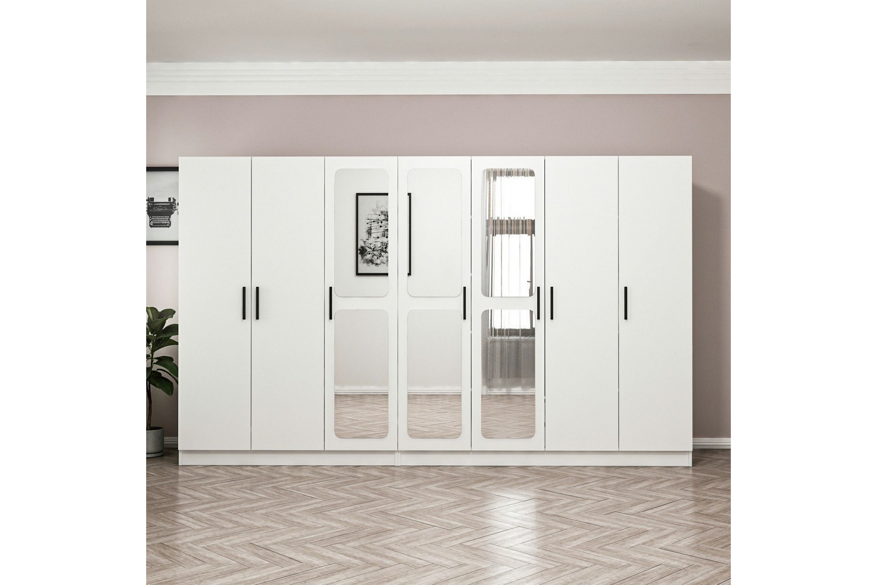 garderob med spegel cambrian - vit