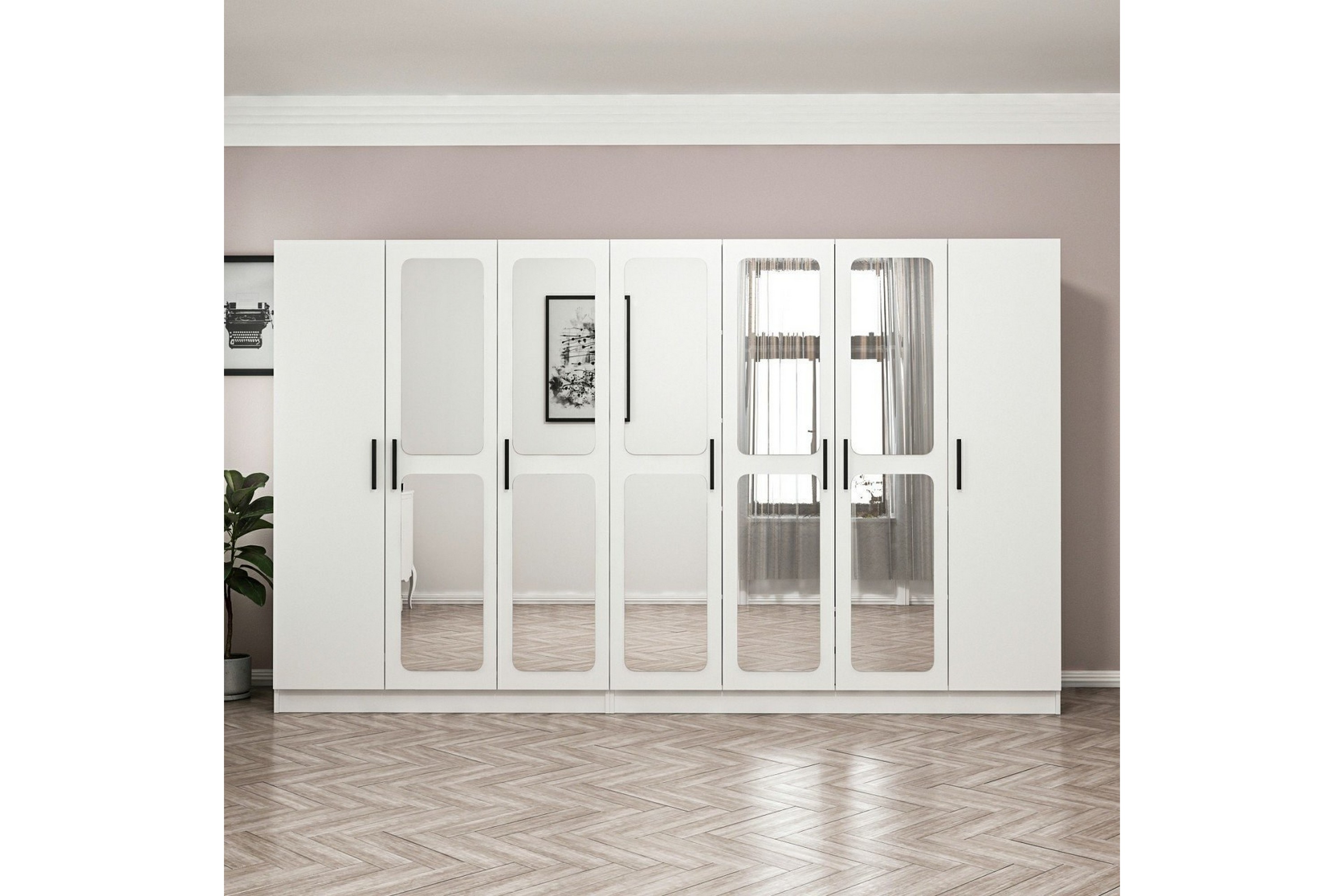 garderob med spegel cambrian - vit