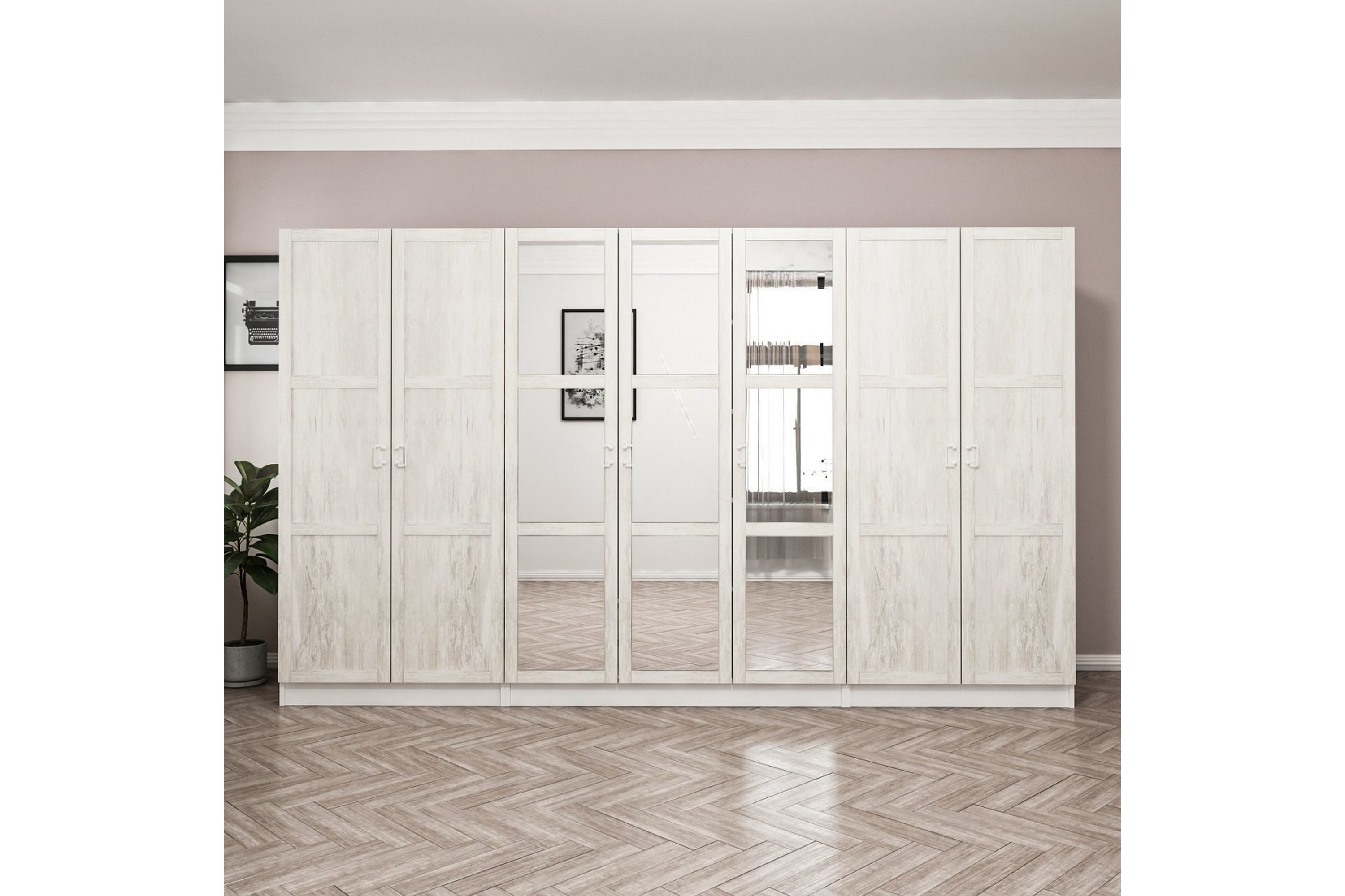 garderob med spegel cambrian - vit