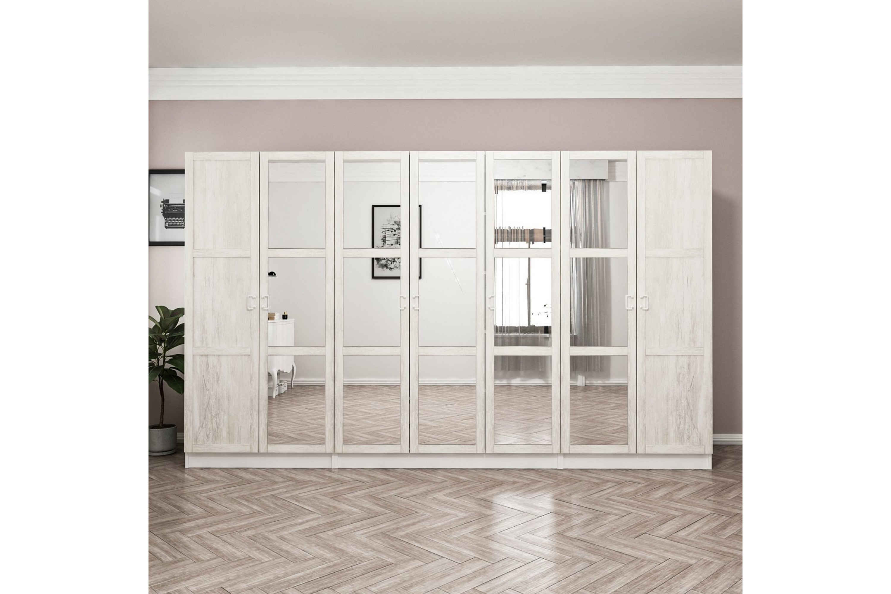 garderob med spegel cambrian - vit