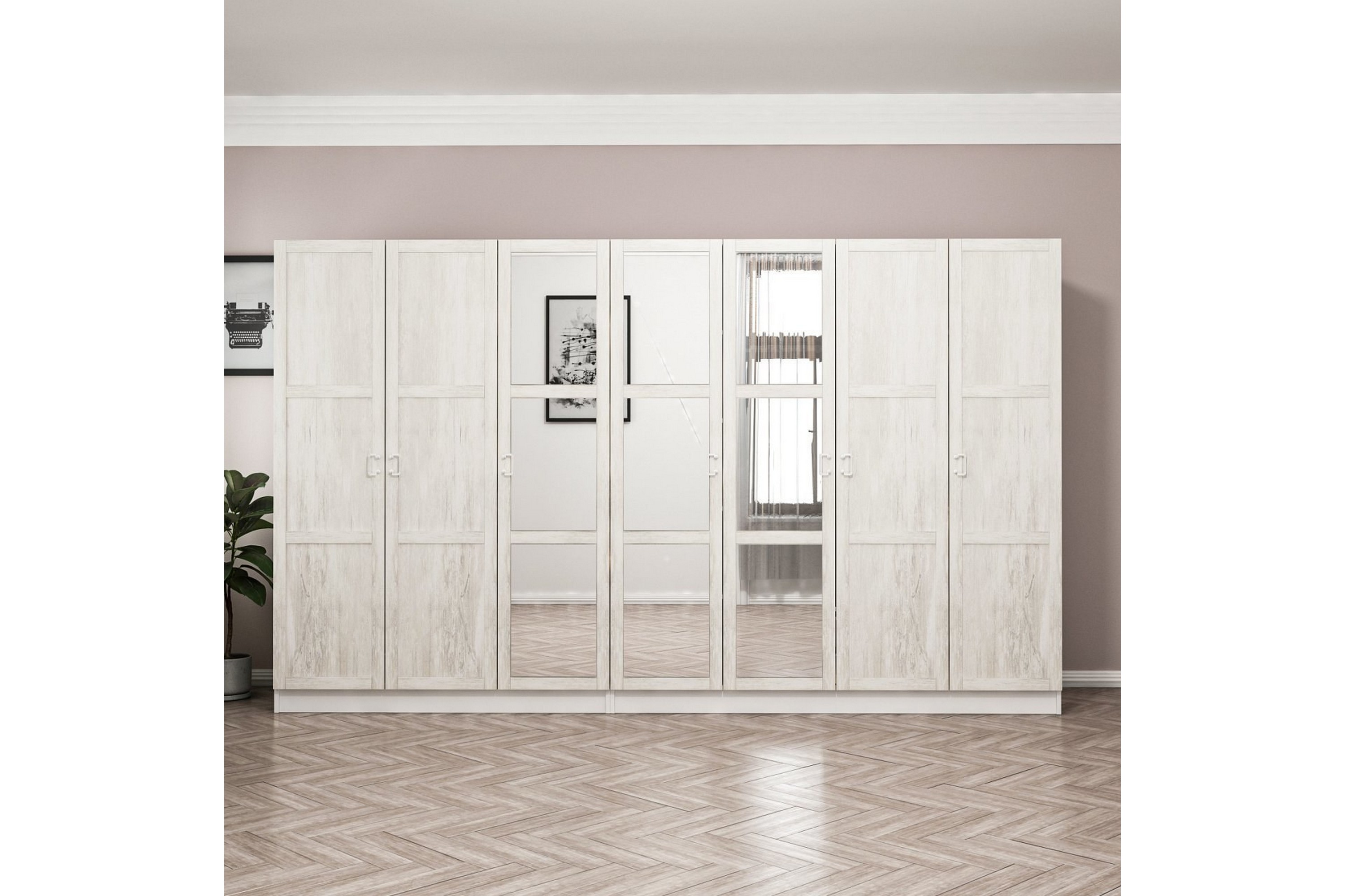 garderob med spegel cambrian - vit