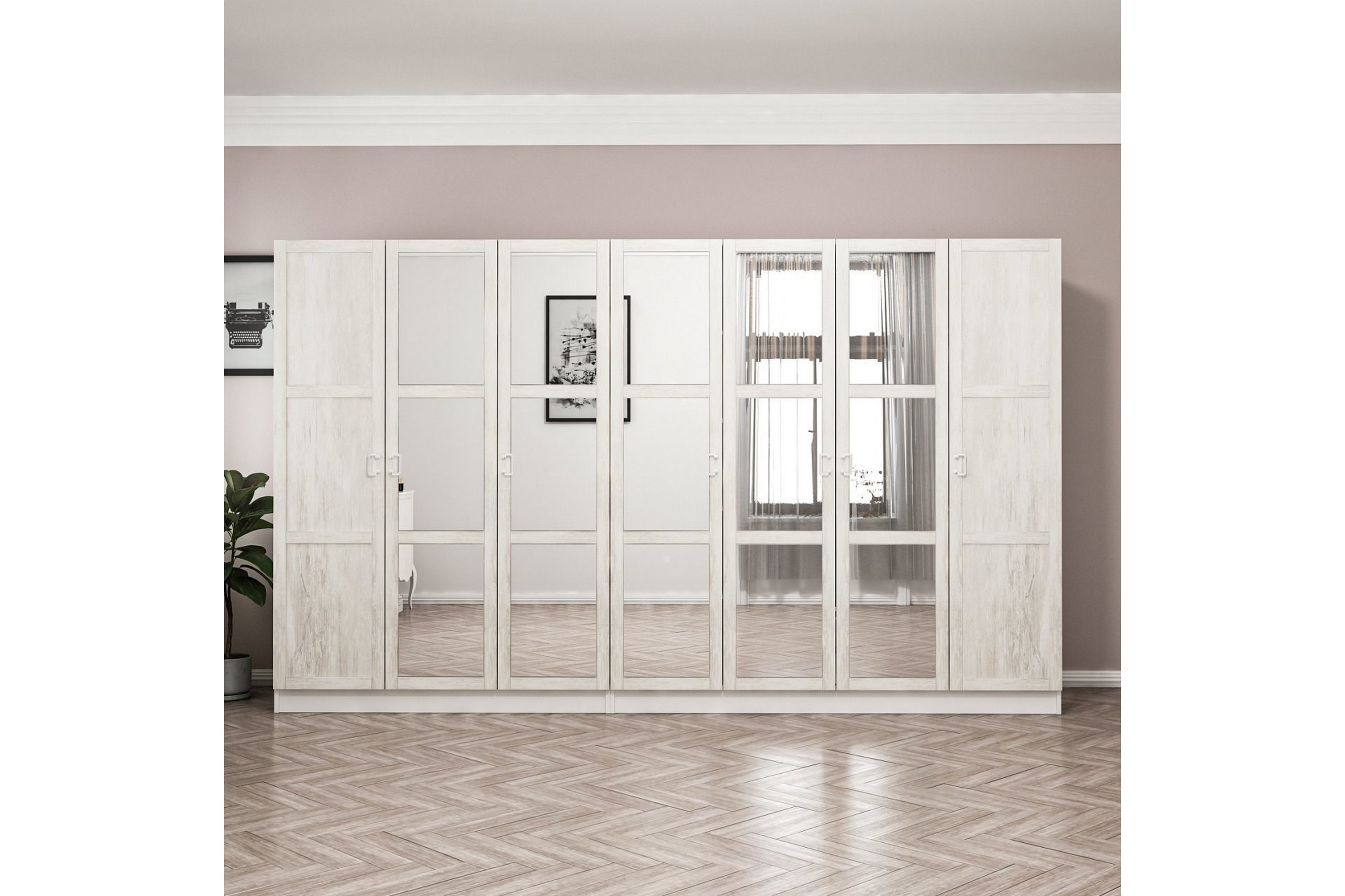 garderob med spegel cambrian - vit