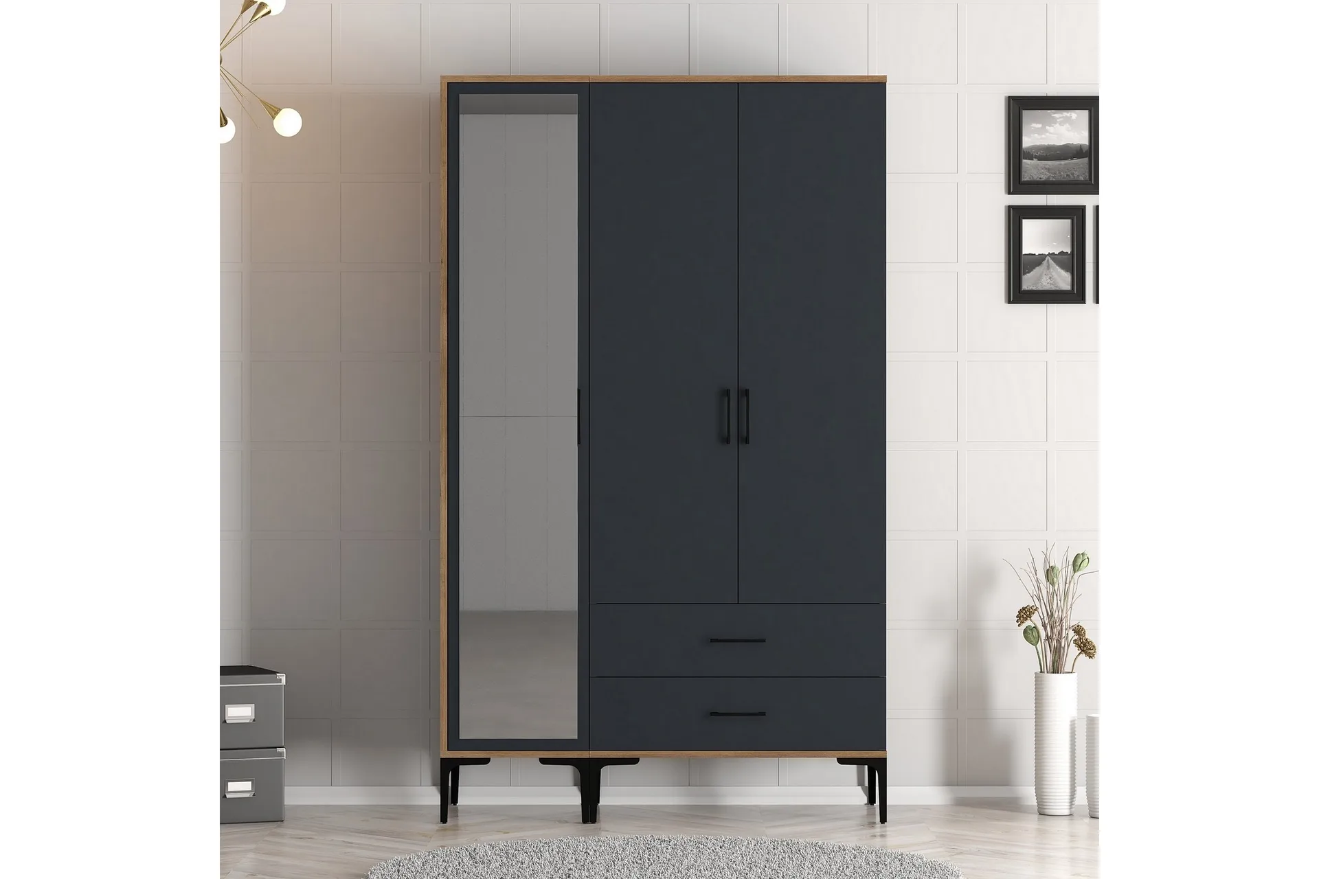 garderob med spegel kumsal - antracit