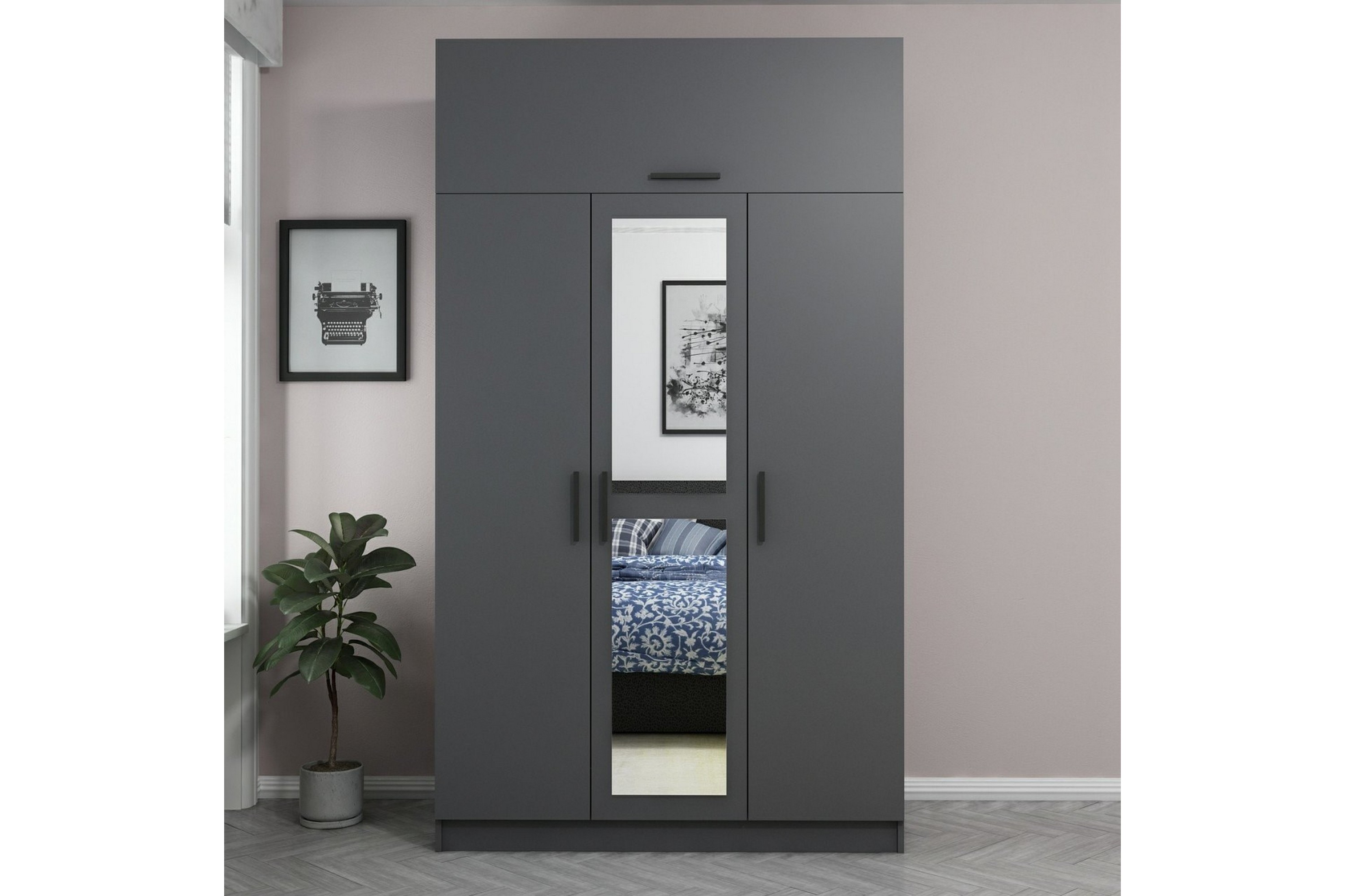 garderob med spegel minar - antracit