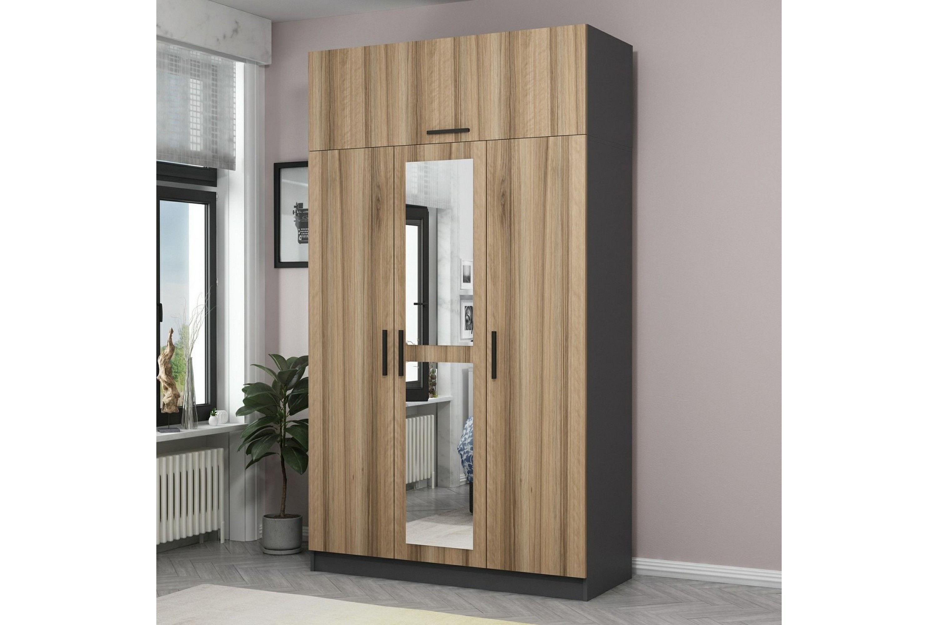 garderob med spegel minar - brun