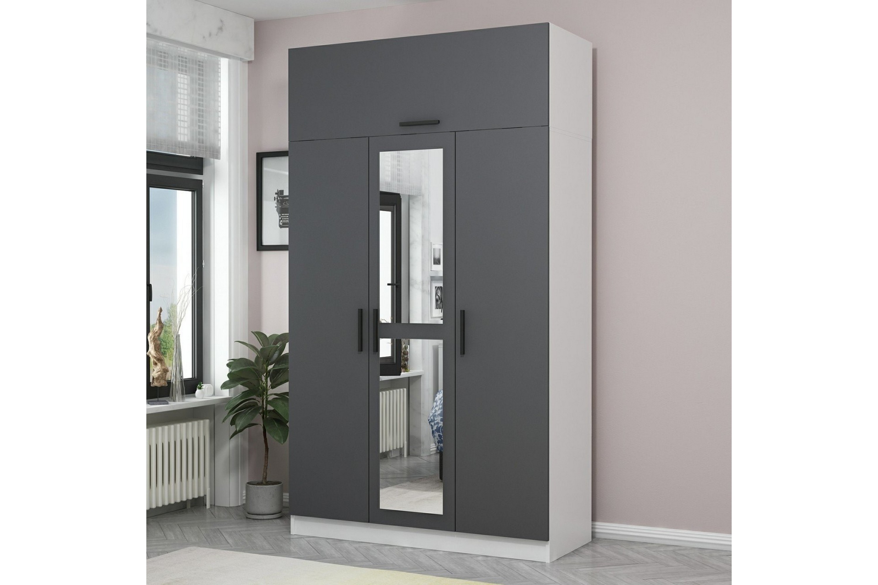 garderob med spegel minar - vit