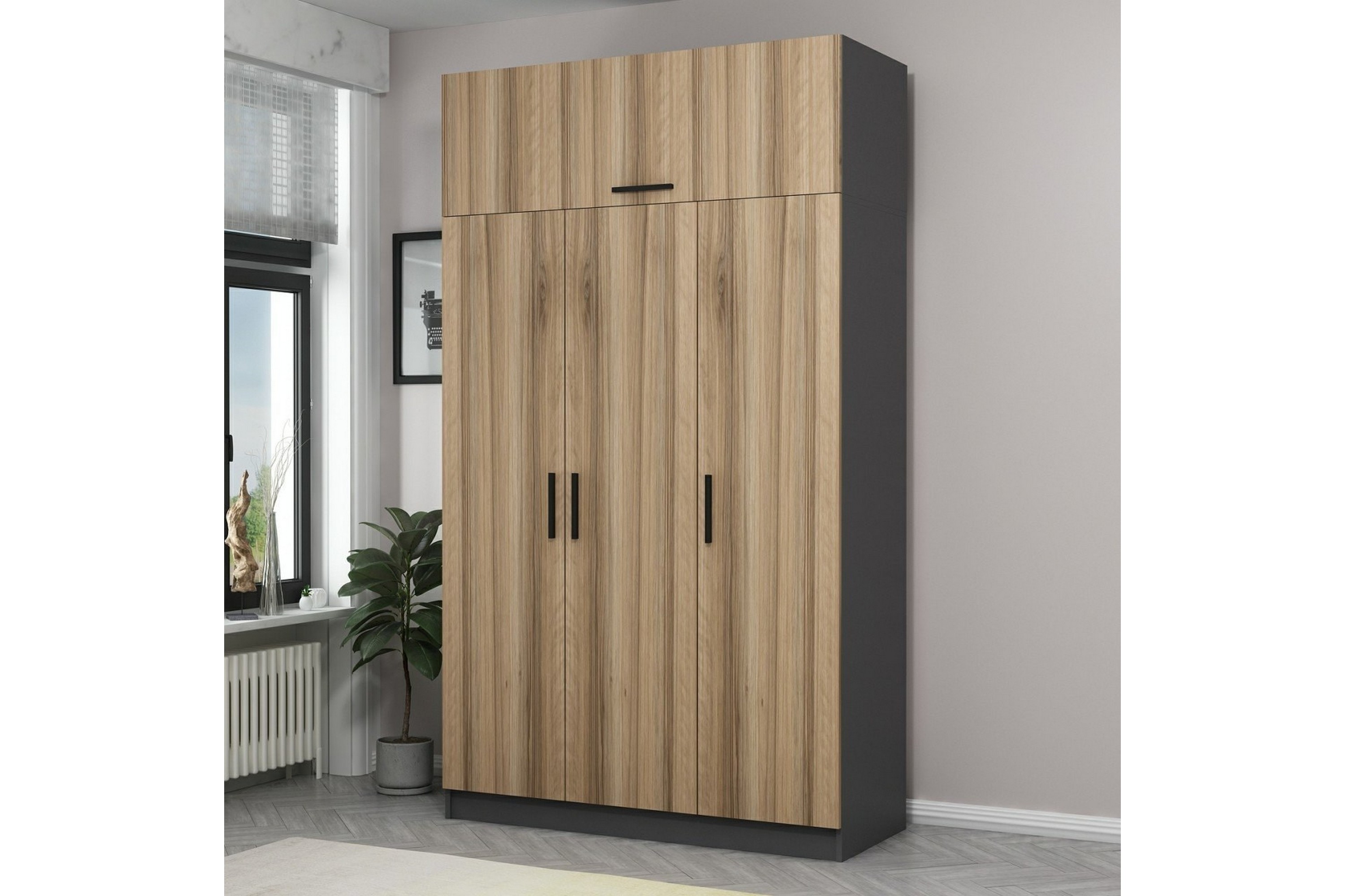 Garderob Minar 135 cm Brun/Grå