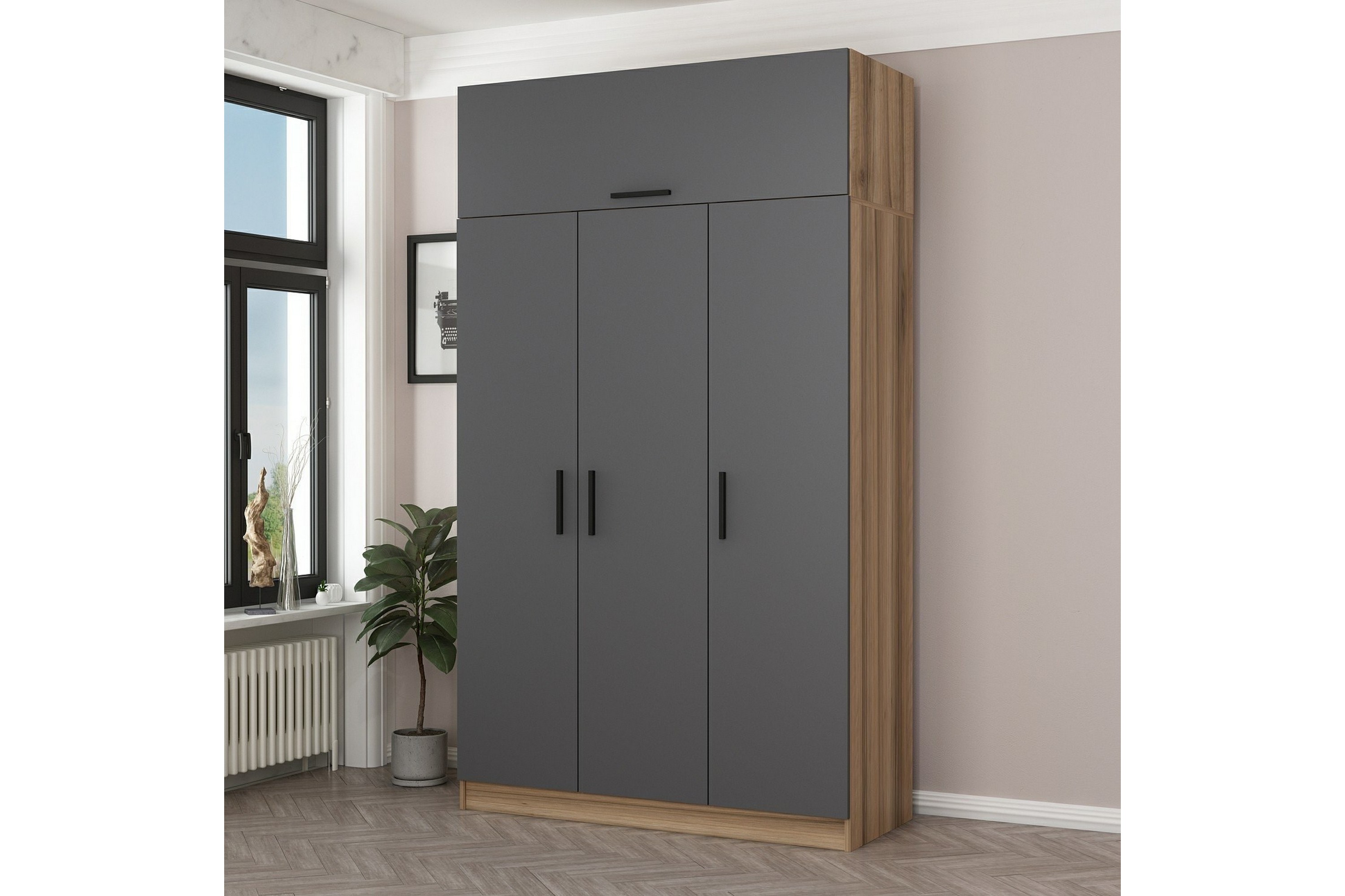 Garderob Minar 135 cm GråBrun
