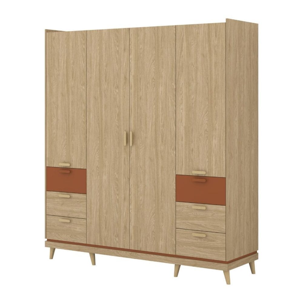 garderob skandi 4 dörrar med 6 lådor - oljad ek