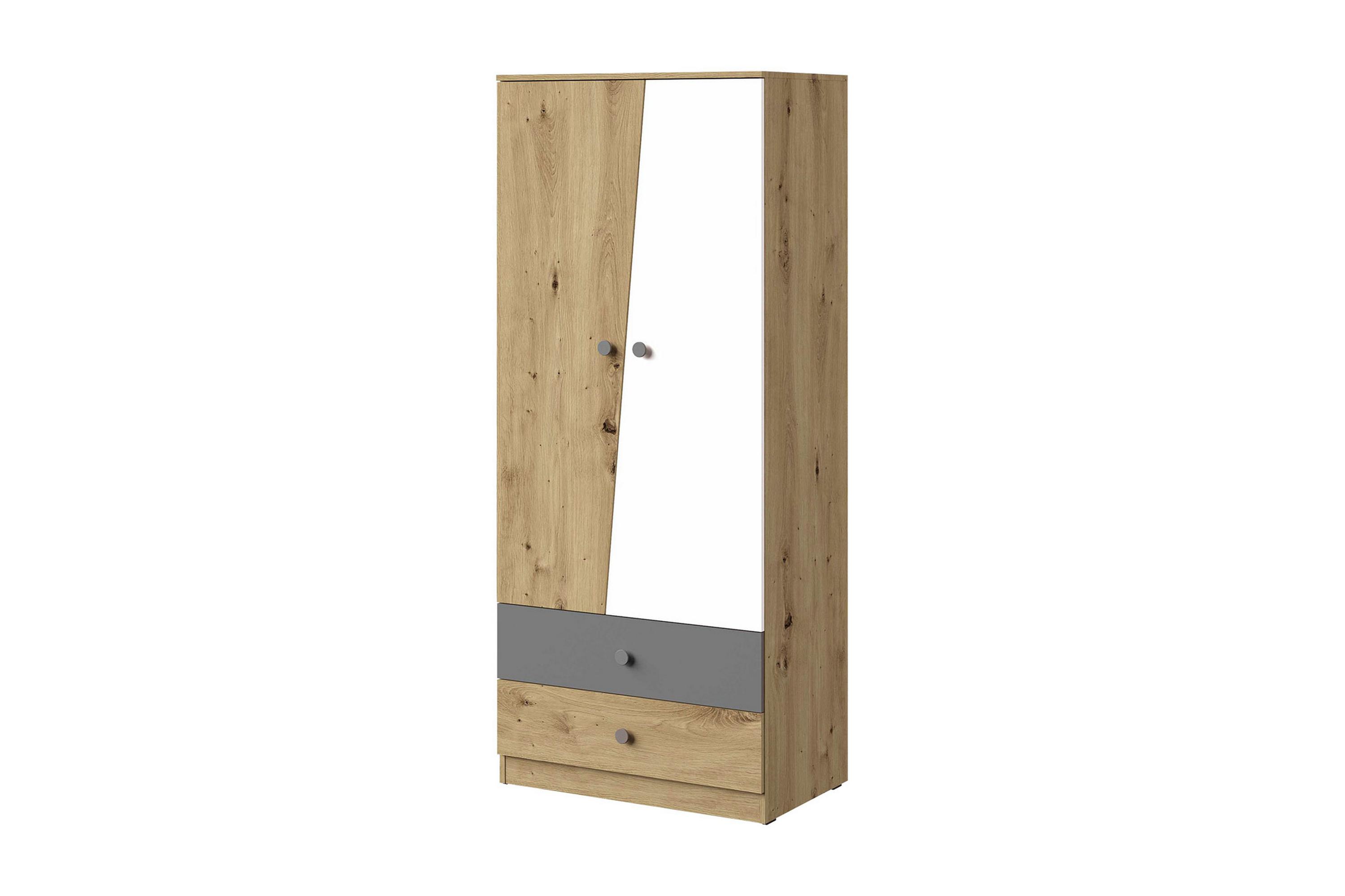 Garderob Staton 80 cm Natur/Vit/Grå